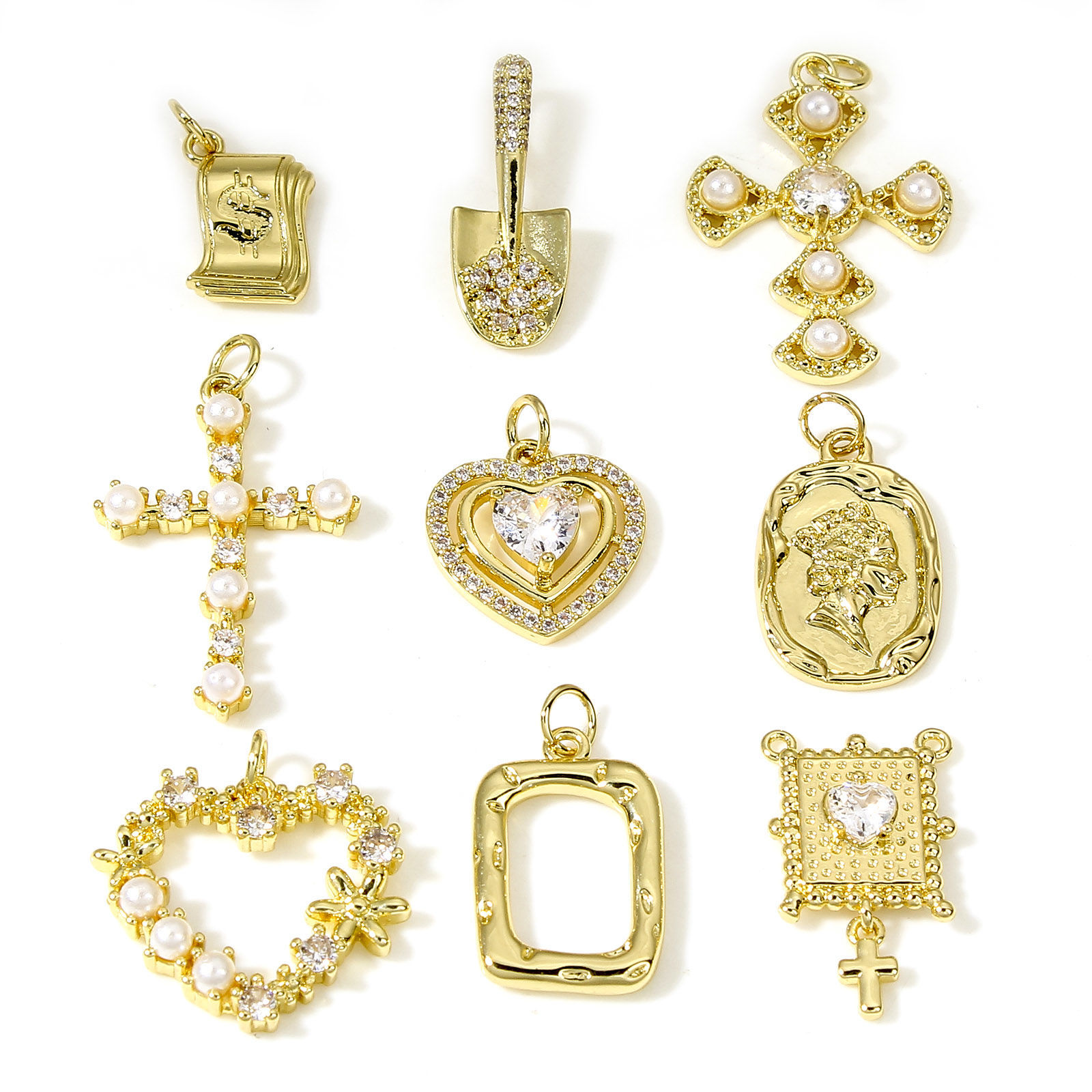 Immagine di Ottone Charms 18K Vero Oro Placcato 1 Pz