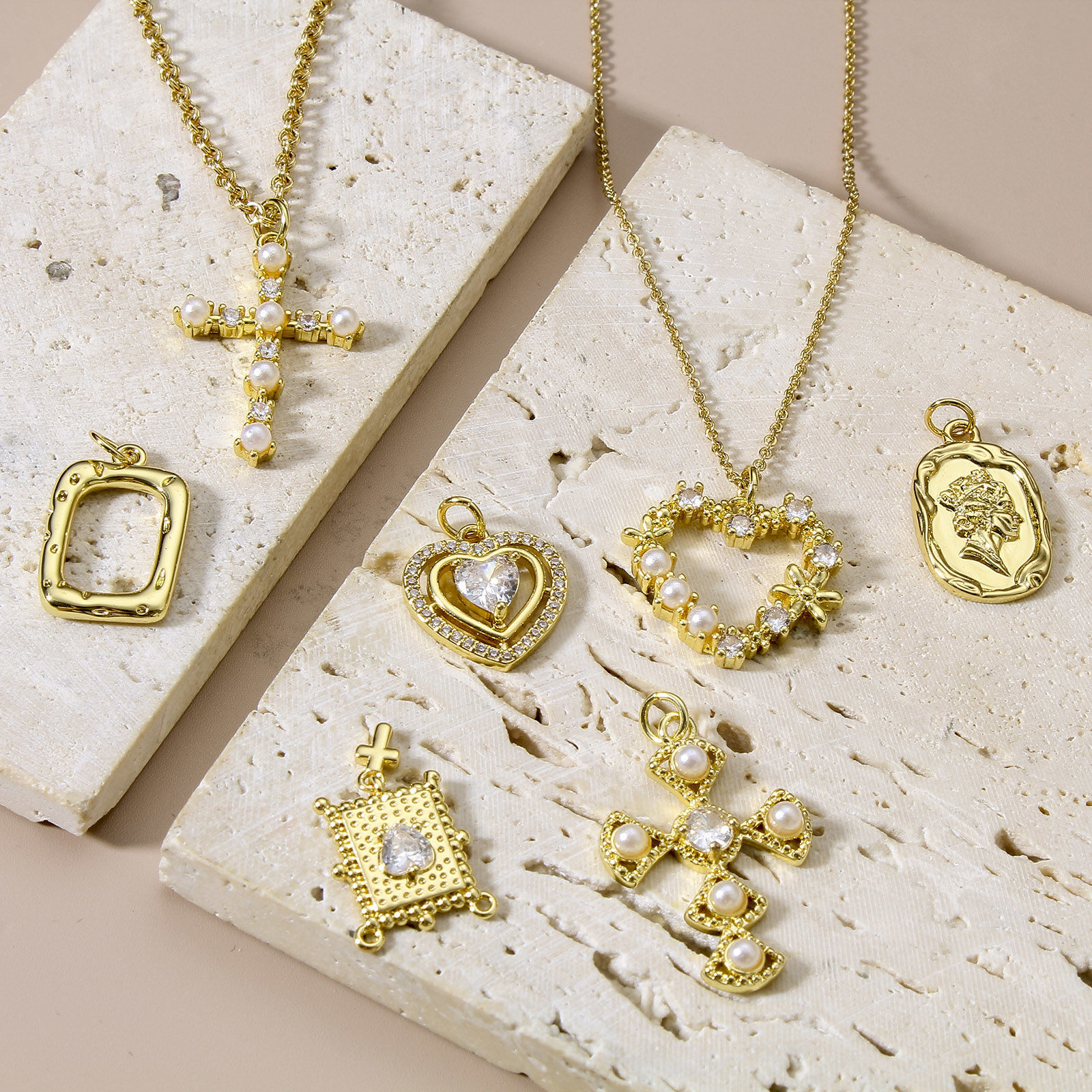 Immagine di Ottone Charms 18K Vero Oro Placcato 1 Pz