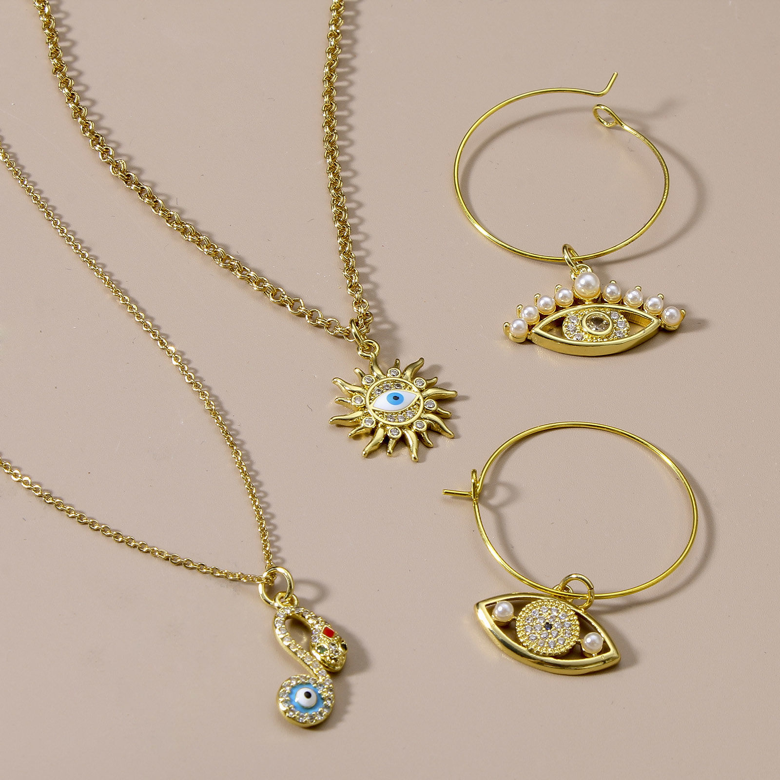 Picture of Brass Charms 18K Real Gold Plated Evil Eye