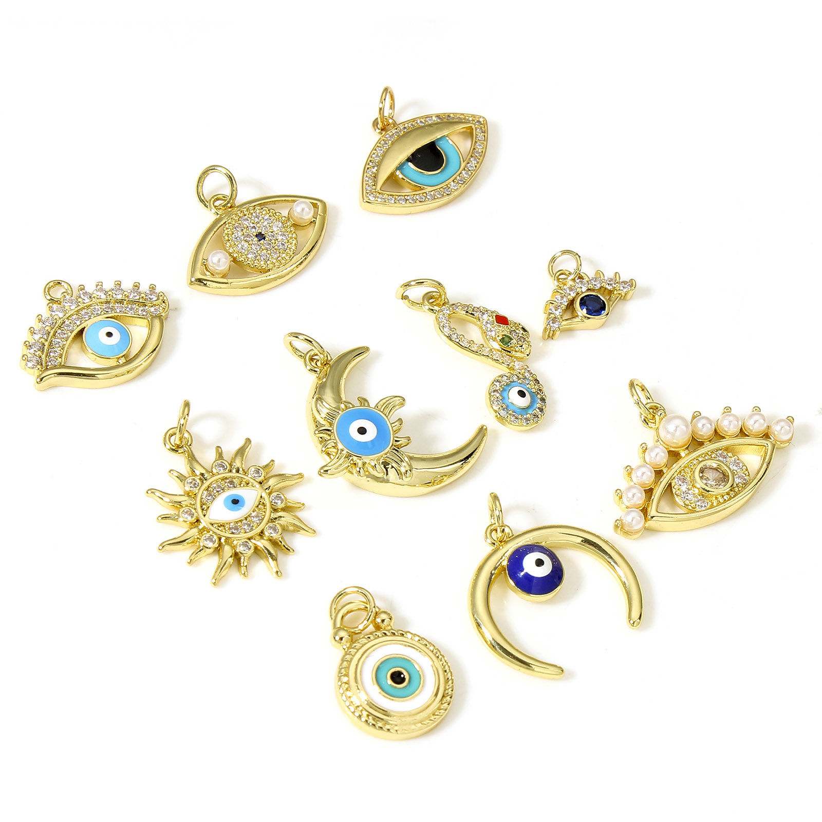 Picture of Brass Charms 18K Real Gold Plated Evil Eye