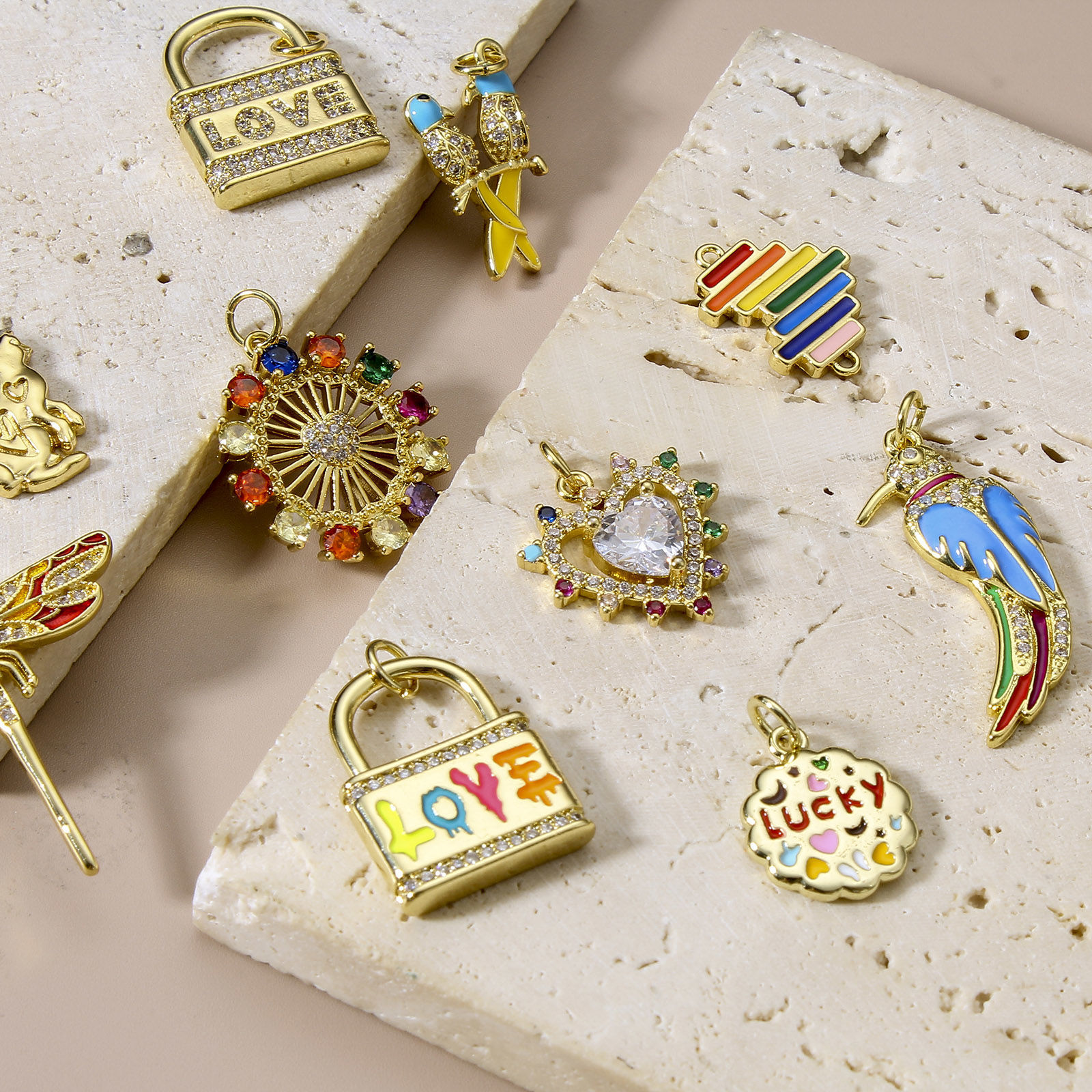Bild von Messing Charms 18K Echtgold plattiert 1 Stück