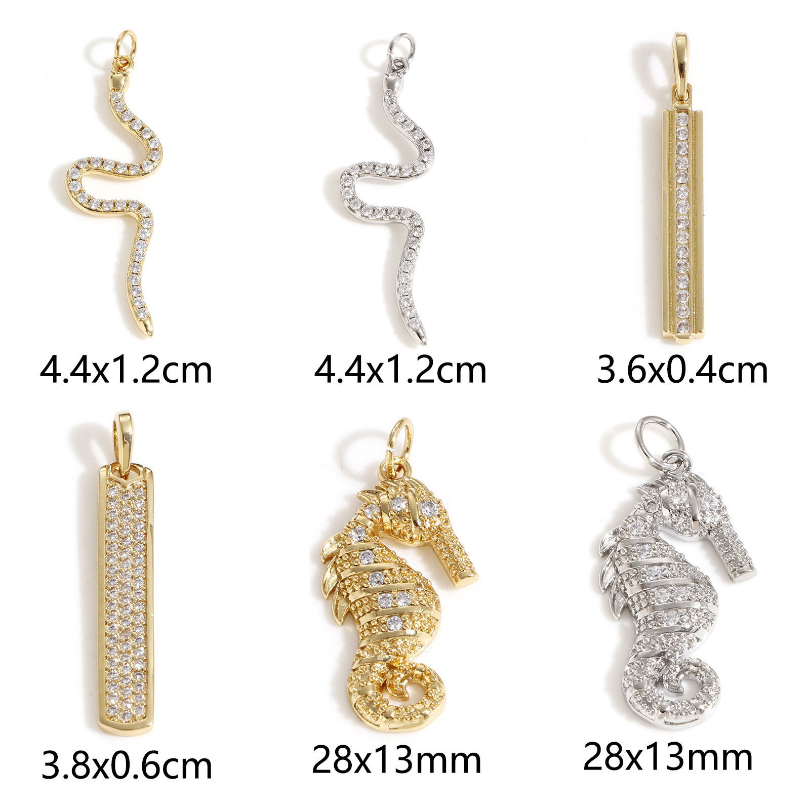 Picture of Brass Charm Pendant 18K Real Gold Plated Animal Rectangle Micro Pave