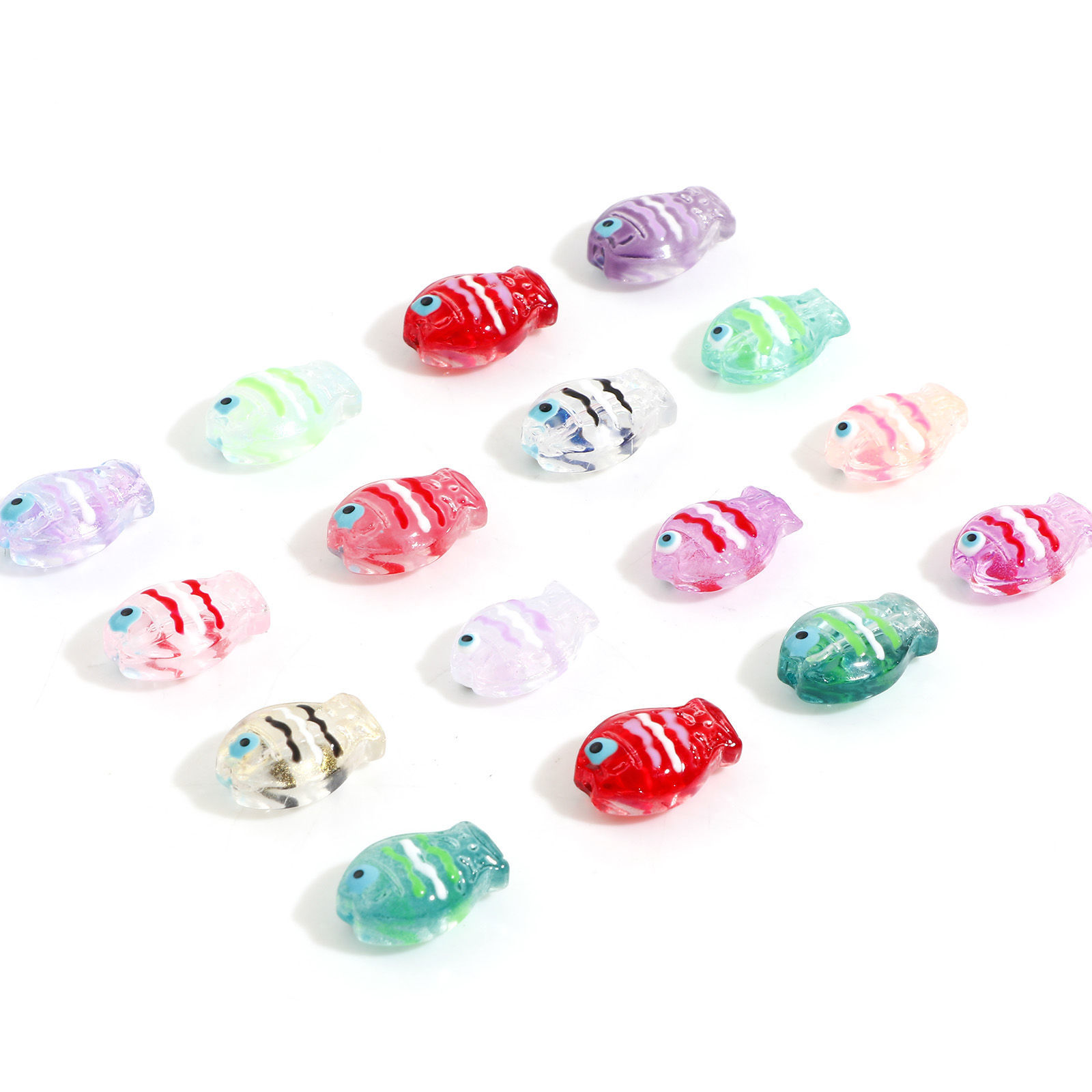 Picture of Lampwork Glass Ocean Jewelry Beads For DIY Jewelry Making Fish Animal Multicolor Enamel About 14mm x 10mm
