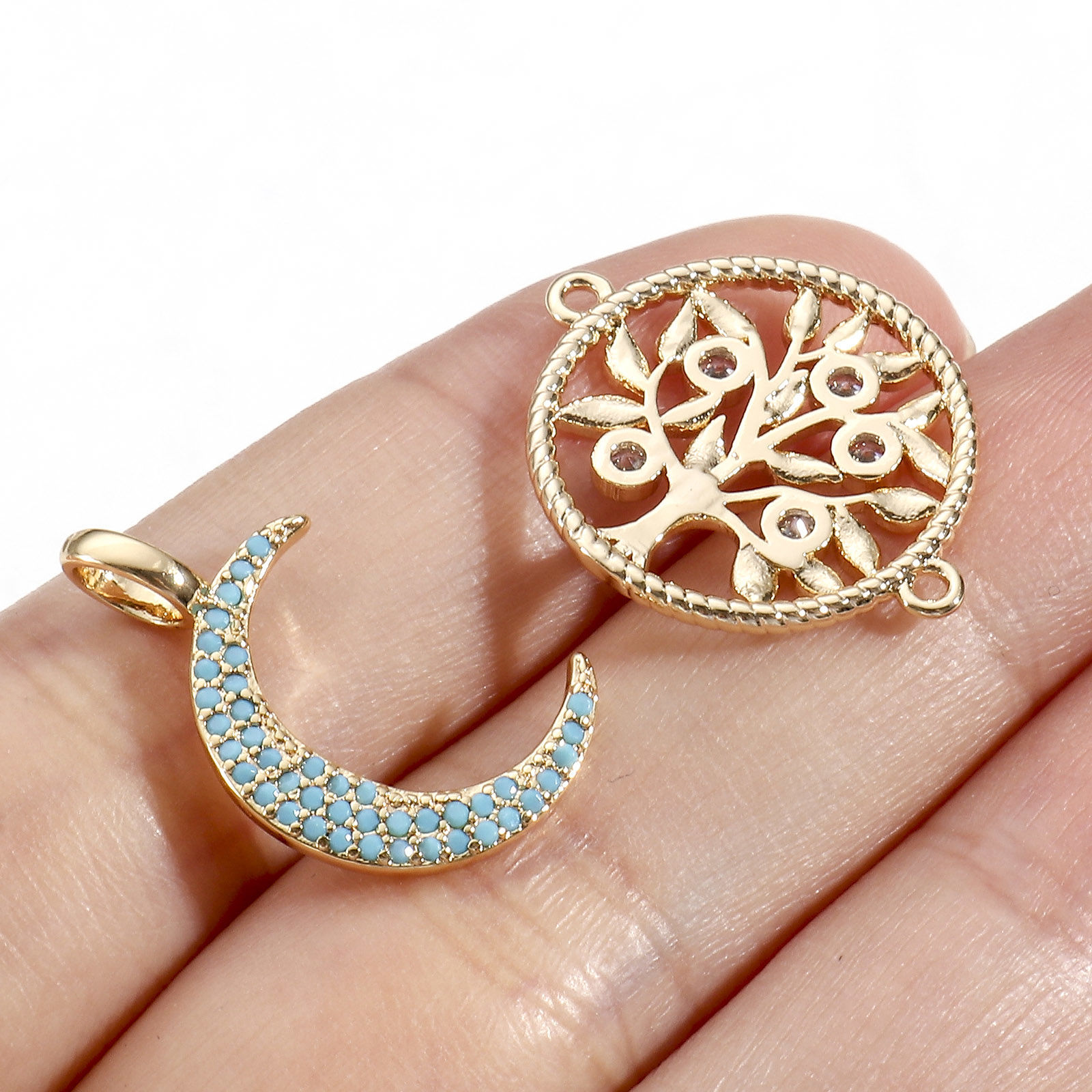 Immagine di Ottone Charms 18K Vero Oro Placcato 2 Pz