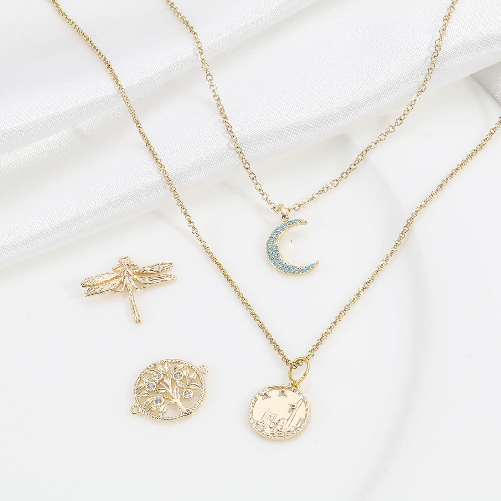 Immagine di Ottone Charms 18K Vero Oro Placcato 2 Pz