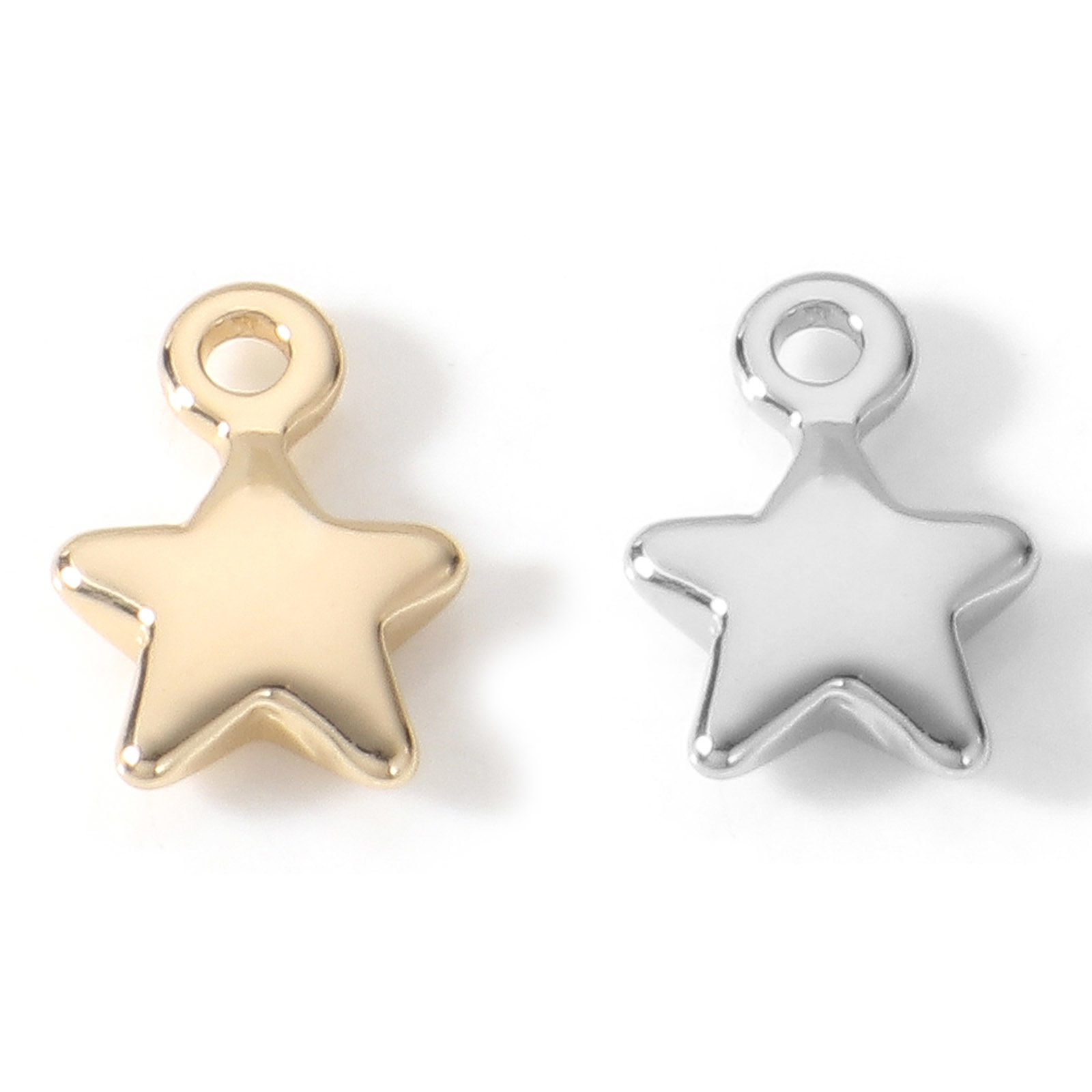 Picture of Brass Galaxy Charms Real Gold Plated Star Double Sided 10mm x 7mm