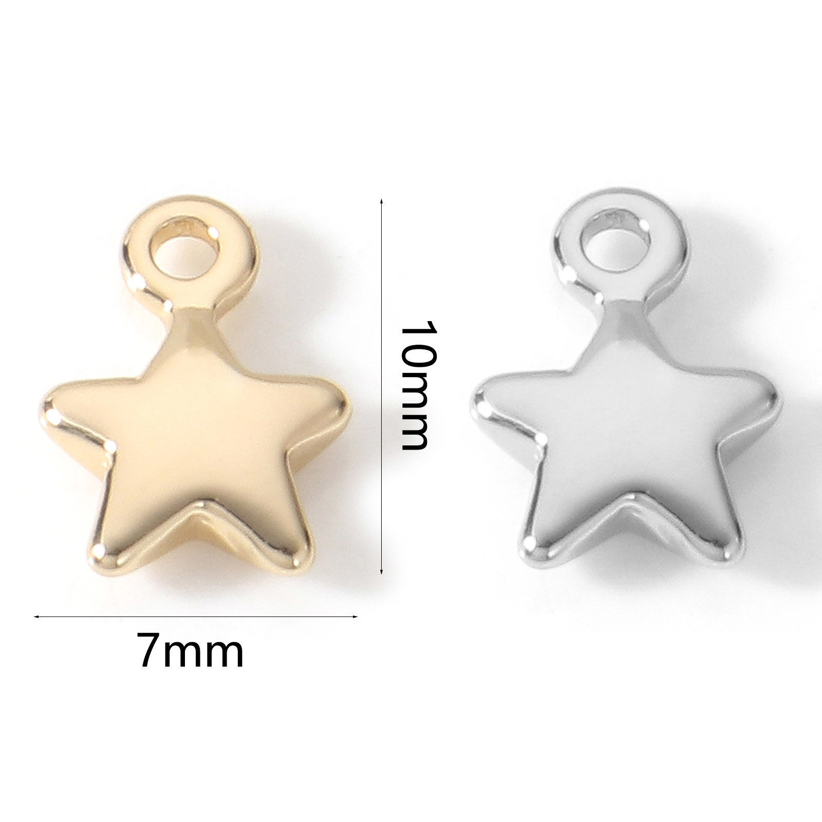 Picture of Brass Galaxy Charms Real Gold Plated Star Double Sided 10mm x 7mm