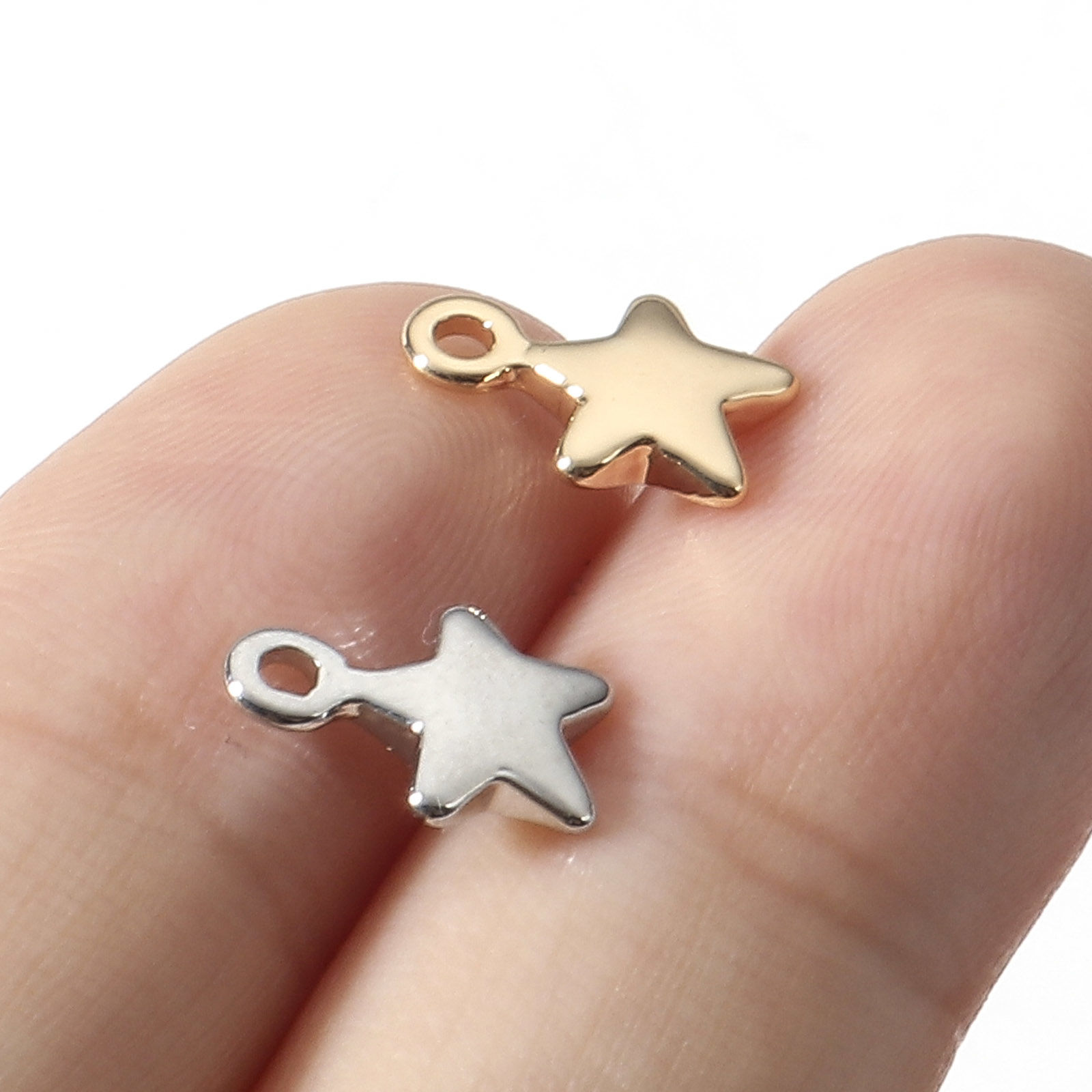 Picture of Brass Galaxy Charms Real Gold Plated Star Double Sided 10mm x 7mm