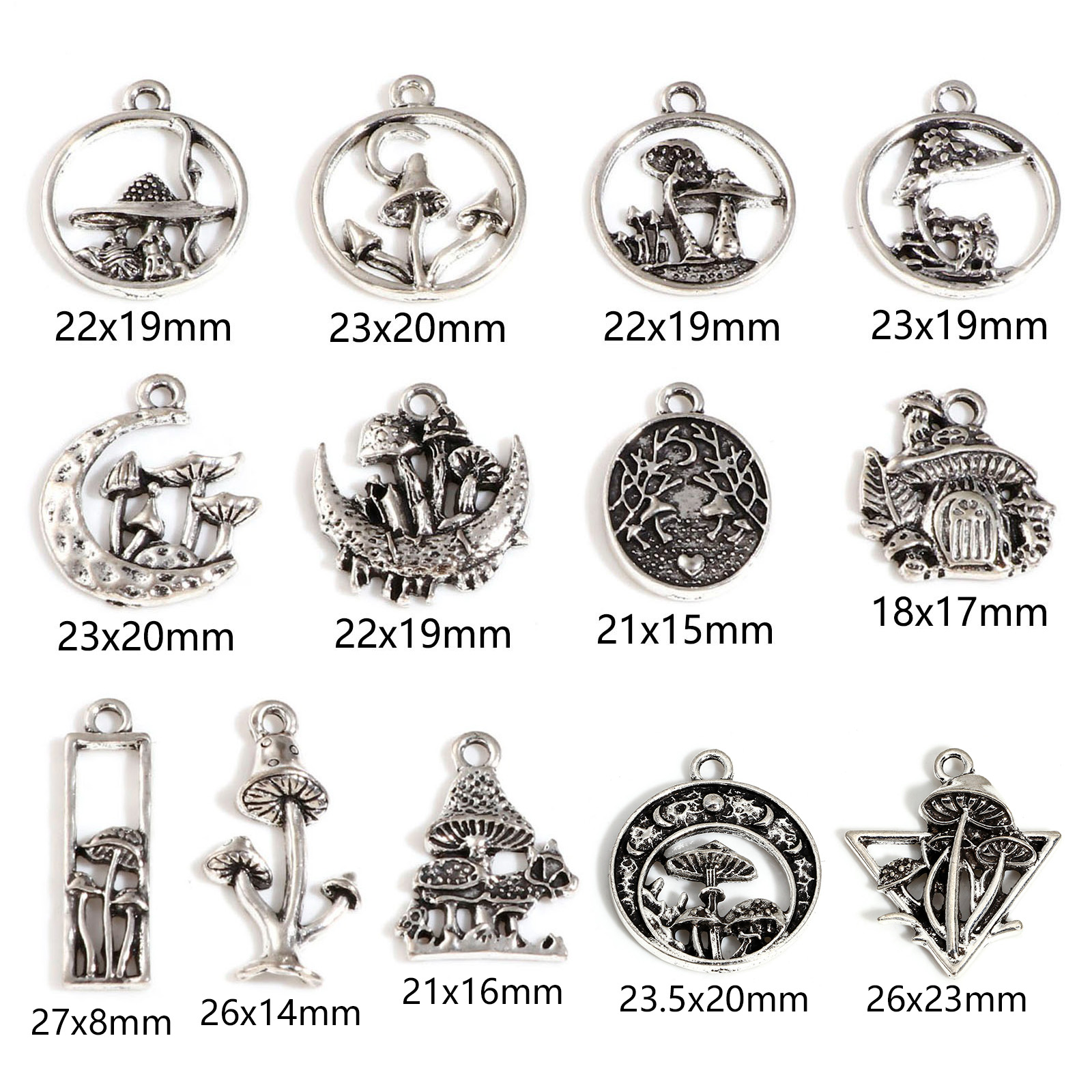 Picture of Zinc Based Alloy Charms Antique Silver Color Mushroom