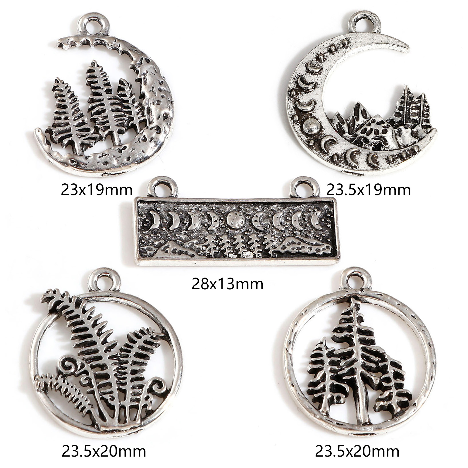 Bild von Zinklegierung Charms Antiksilber Wald 10 Stück