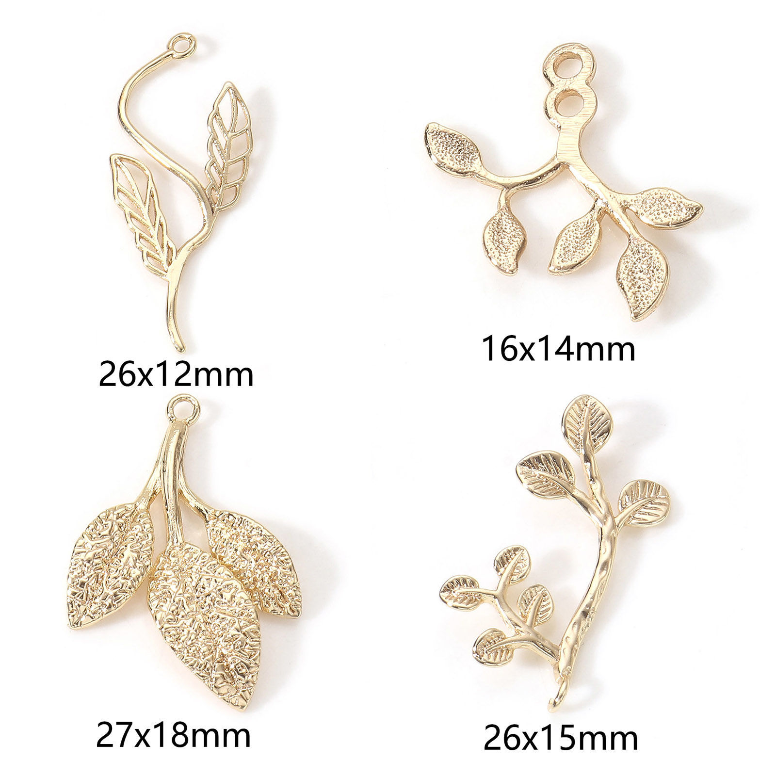 Image de Breloques en Laiton Feuille Plaqué Or Véritable 2 Pcs