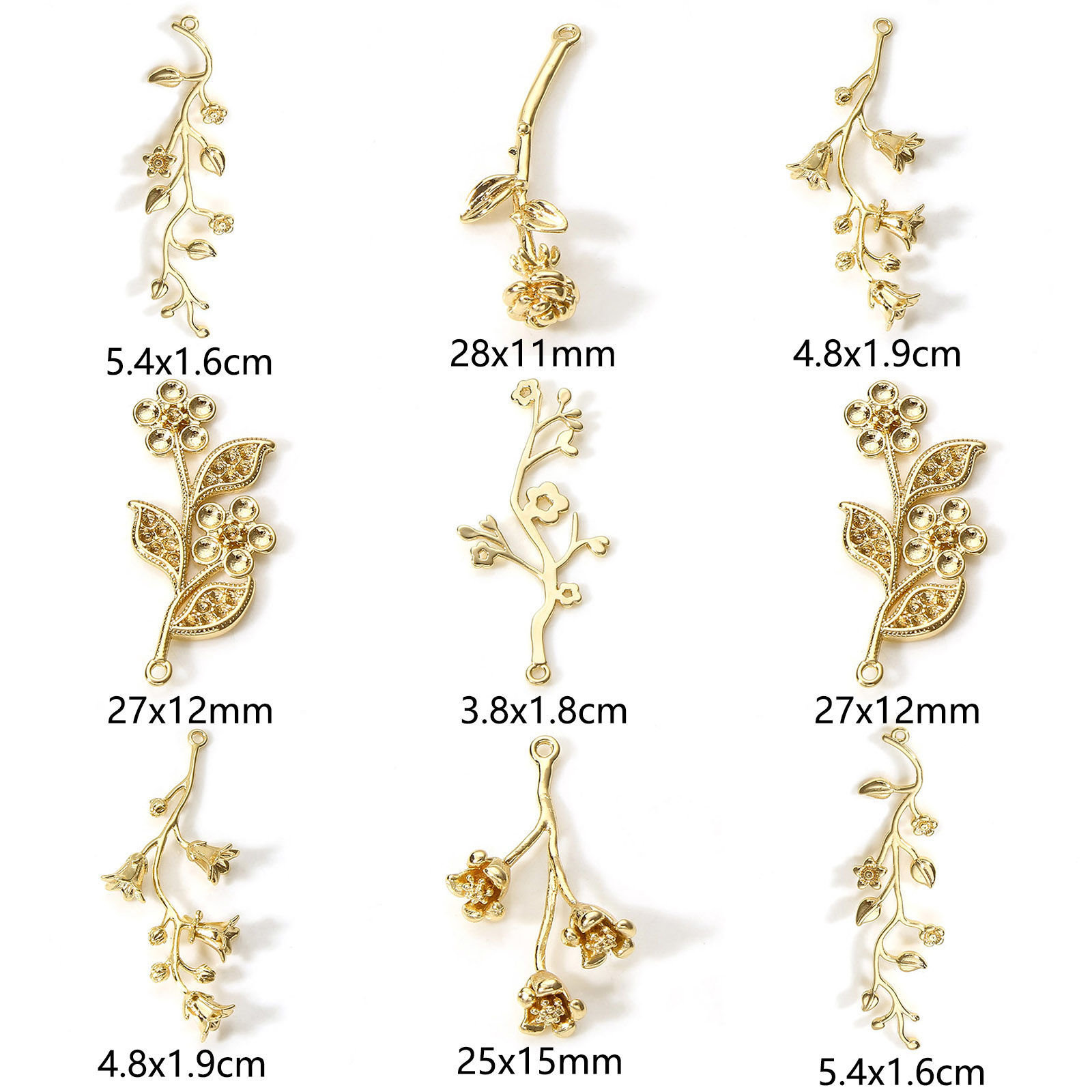 Bild von Messing Anhänger Echtgold plattiert Blumen 3D 2 Stück