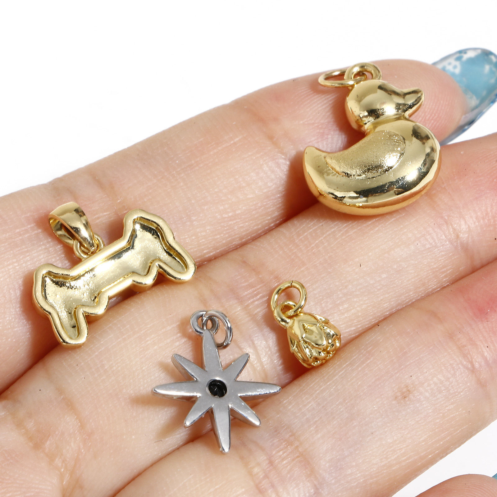 Picture of Brass Charms 18K Real Gold Plated Flower Leaves Sun