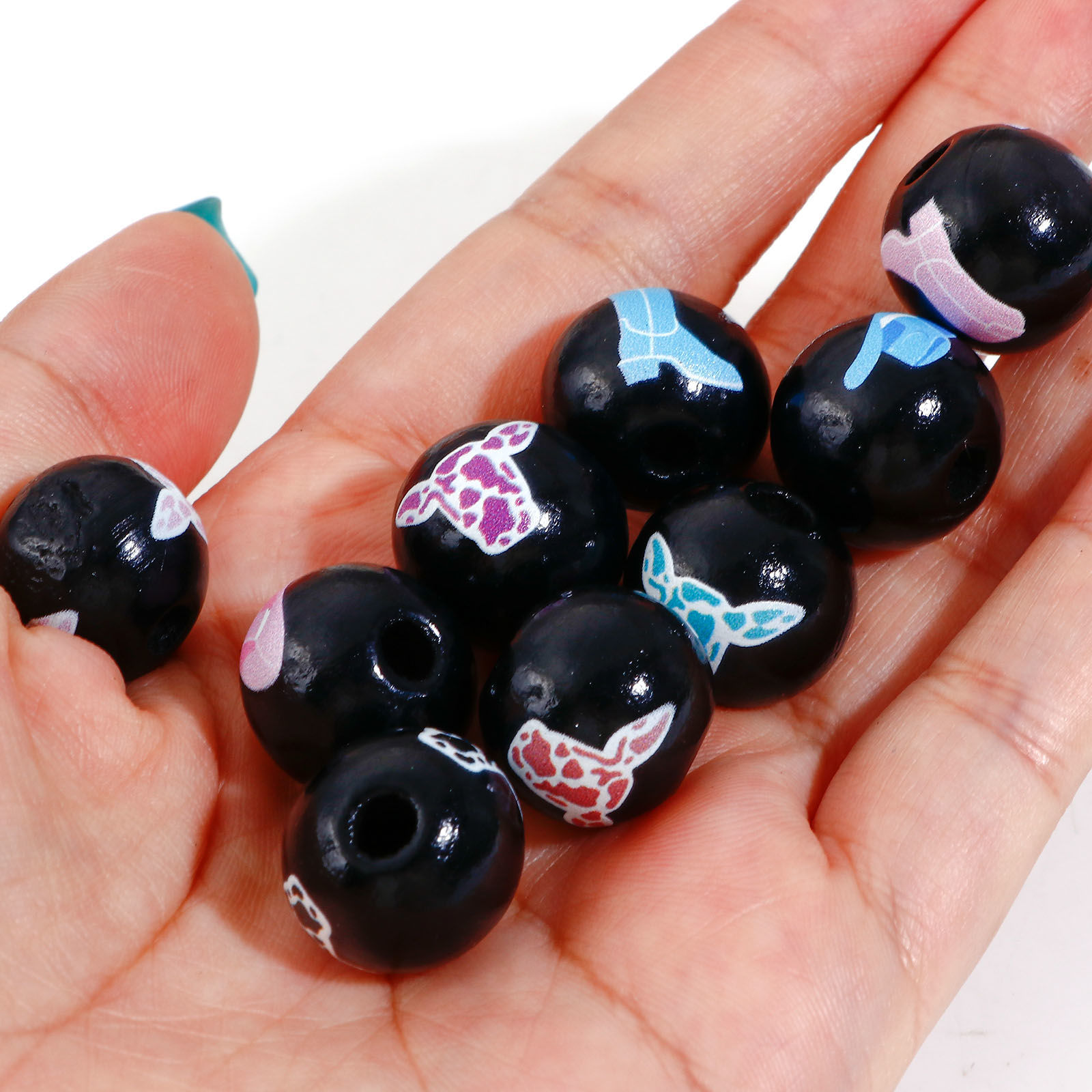 Picture of Natural Wood West Cowboy Spacer Beads For DIY Jewelry Making Round Black Taren About 16mm Dia.