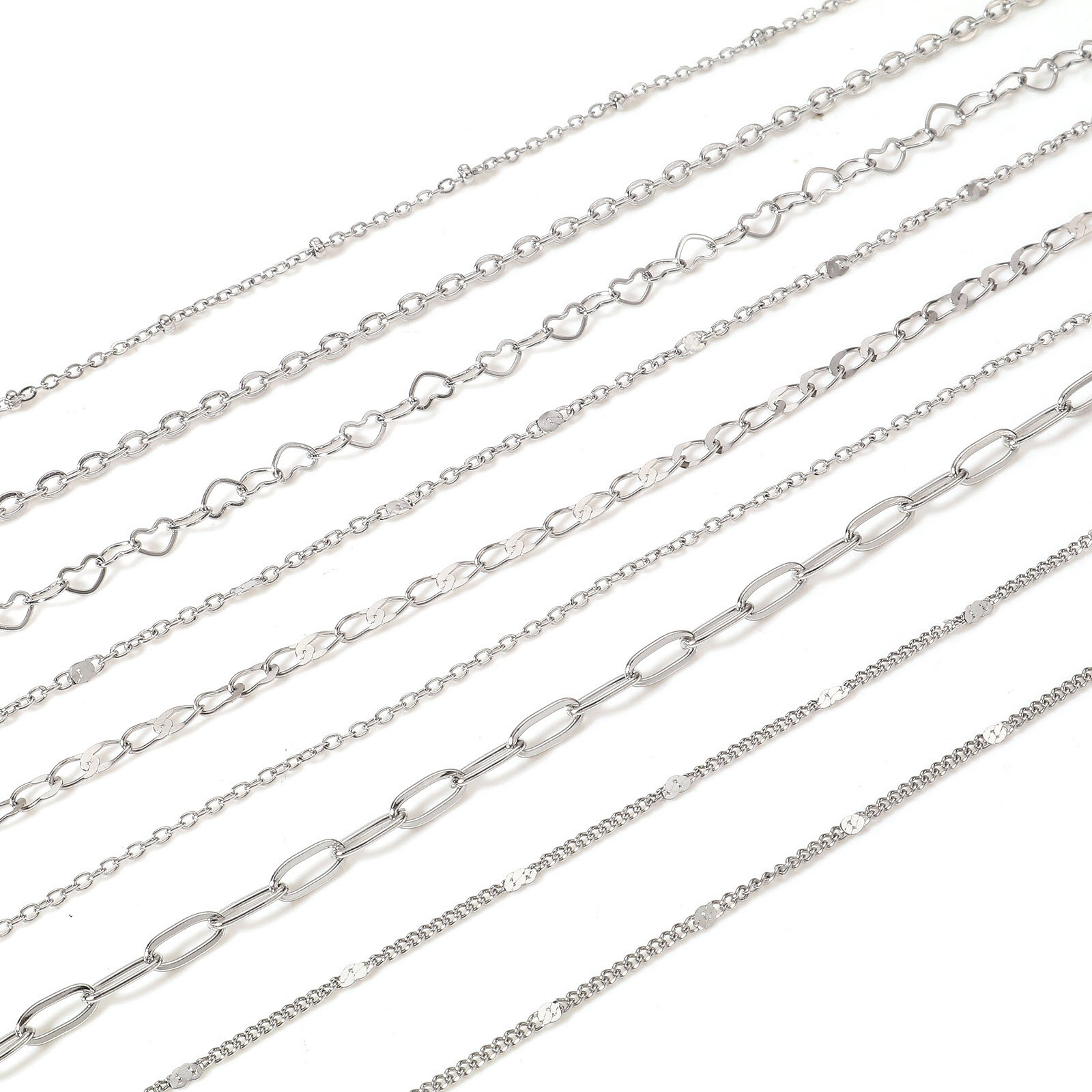 Picture of 304 Stainless Steel Link Chain For Handmade DIY Jewelry Making Findings Silver Tone 1 Roll (Approx 5 M/Roll)