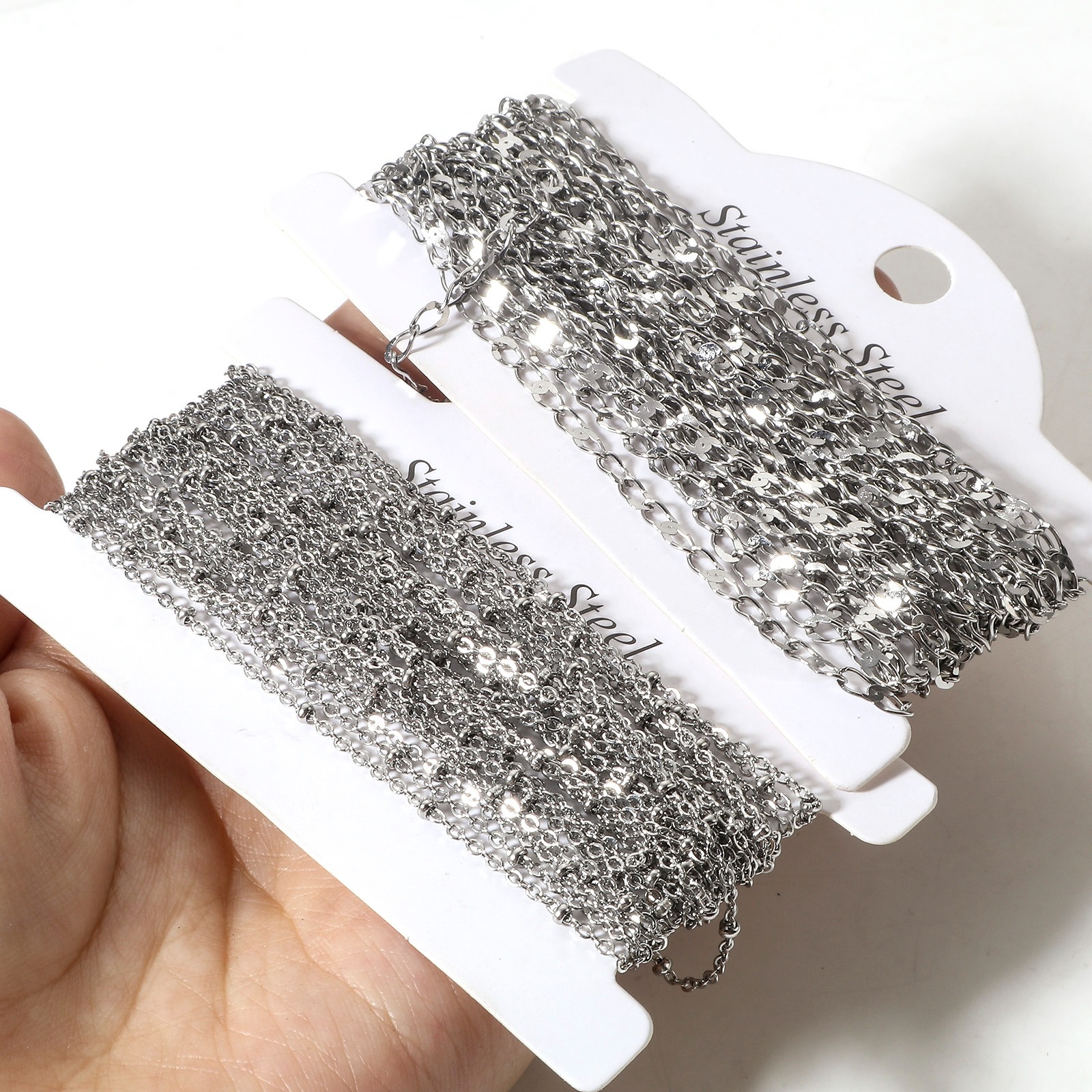 Picture of 304 Stainless Steel Link Chain For Handmade DIY Jewelry Making Findings Silver Tone 1 Roll (Approx 5 M/Roll)