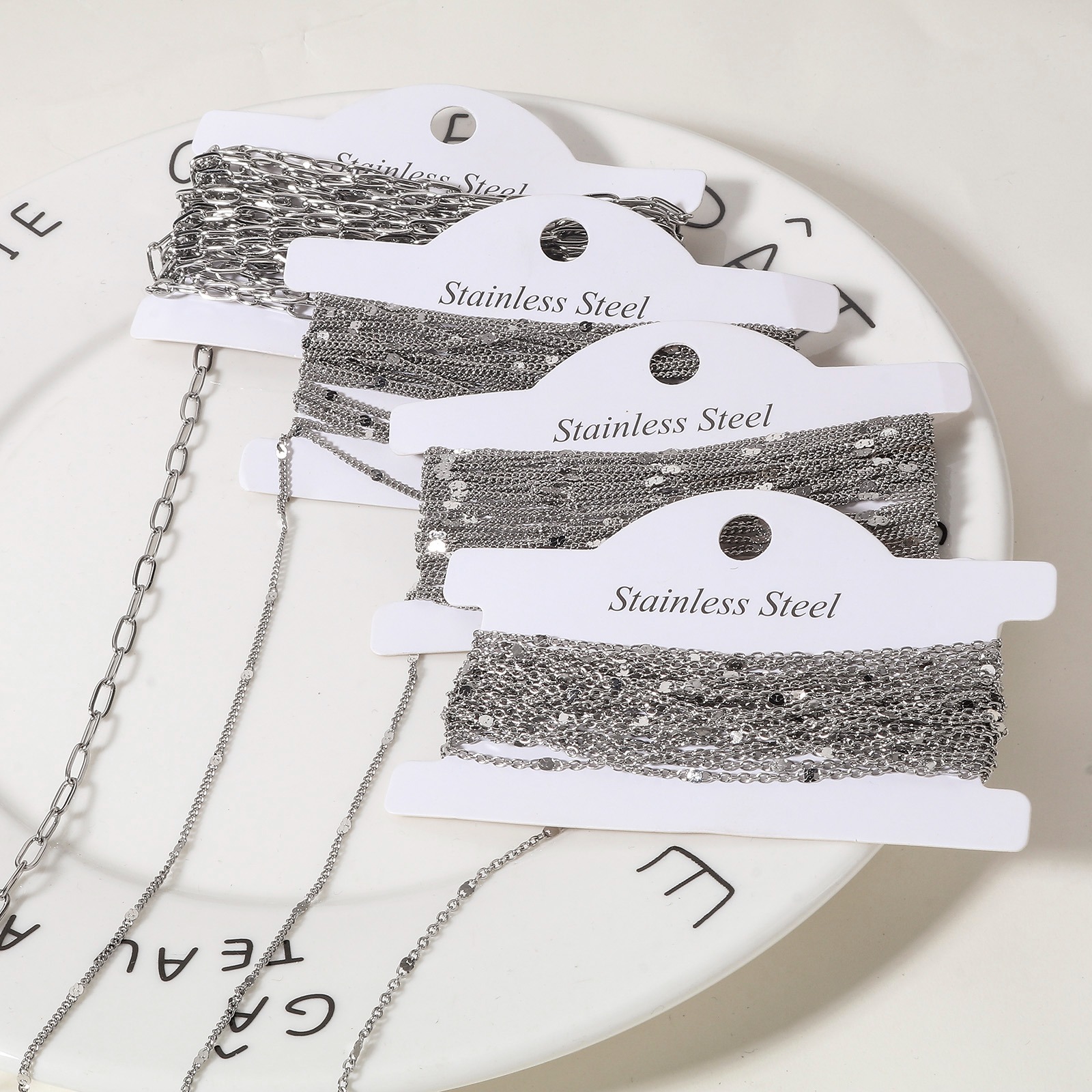 Picture of 304 Stainless Steel Link Chain For Handmade DIY Jewelry Making Findings Silver Tone 1 Roll (Approx 5 M/Roll)