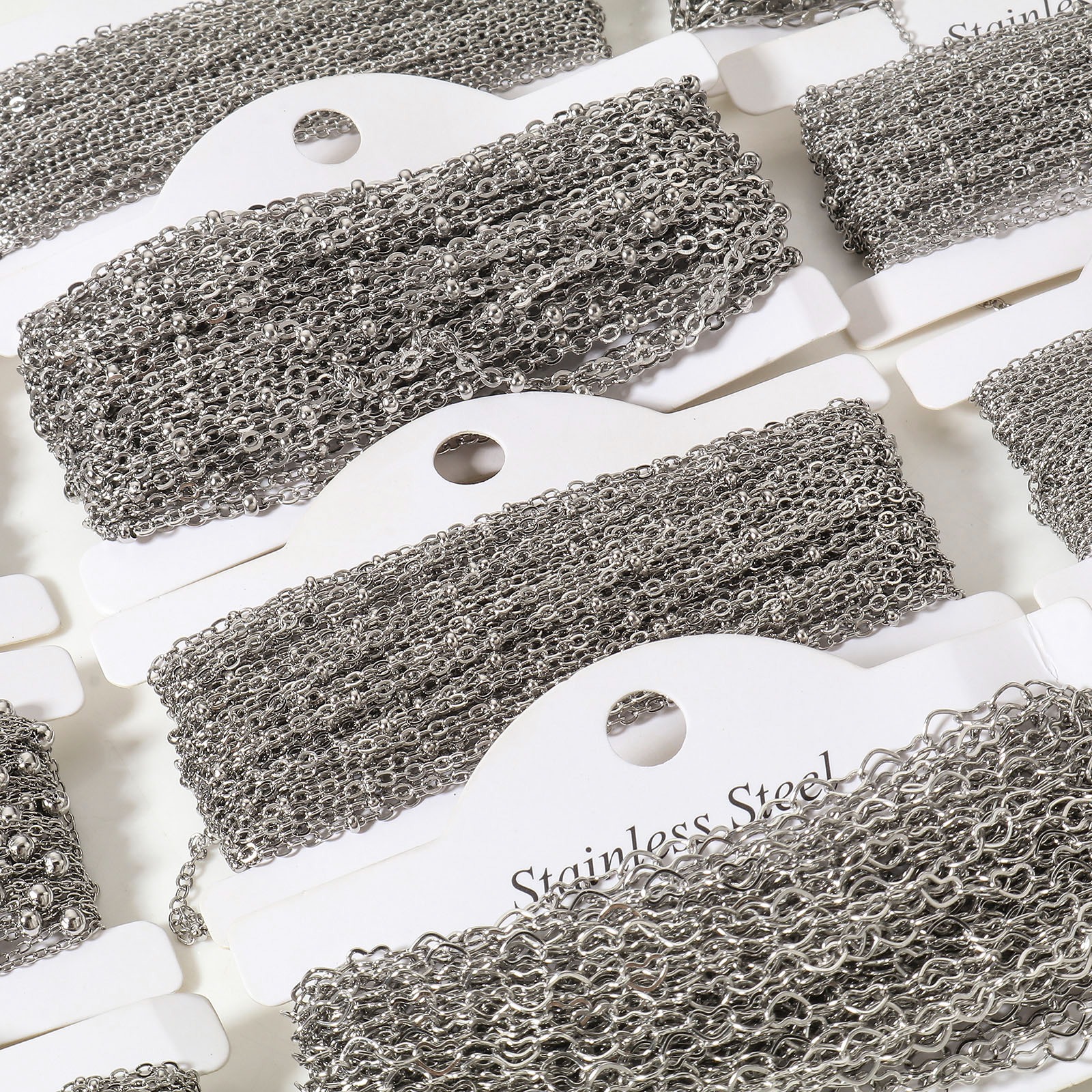 Picture of 304 Stainless Steel Link Chain For Handmade DIY Jewelry Making Findings Silver Tone 1 Roll (Approx 5 M/Roll)