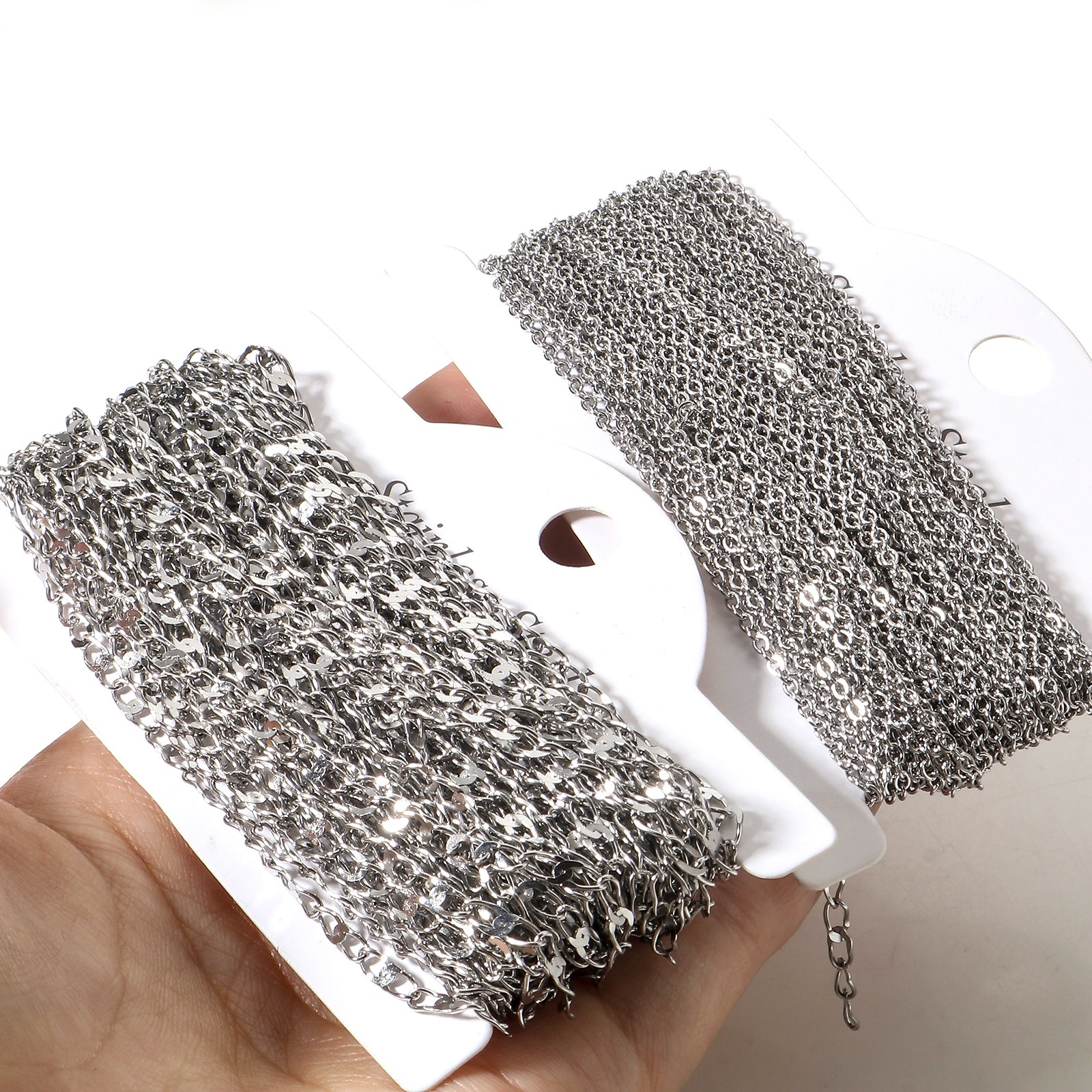 Picture of 304 Stainless Steel Link Chain For Handmade DIY Jewelry Making Findings Silver Tone 1 Roll (Approx 5 M/Roll)