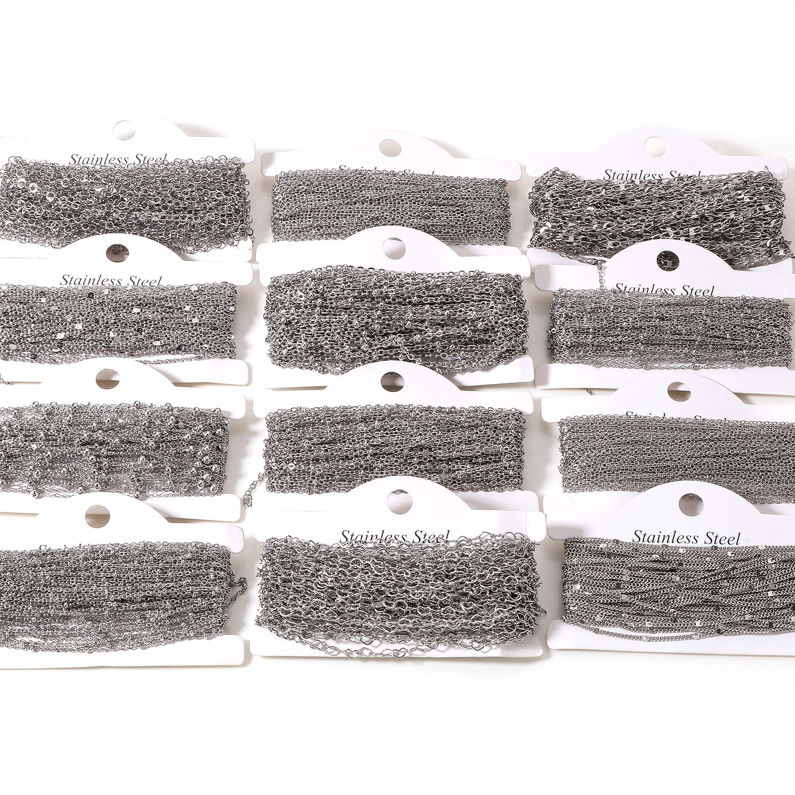 Picture of 304 Stainless Steel Link Chain For Handmade DIY Jewelry Making Findings Silver Tone 1 Roll (Approx 5 M/Roll)