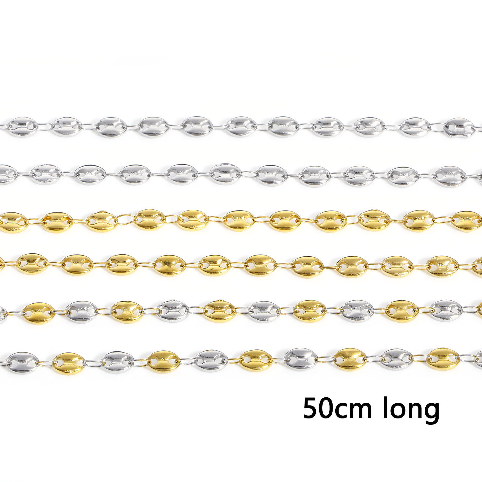 Picture of 304 Stainless Steel Religious Pig Nose Chain Prayer Beads Rosary Necklace Cross Virgin Mary 50cm(19 5/8") long