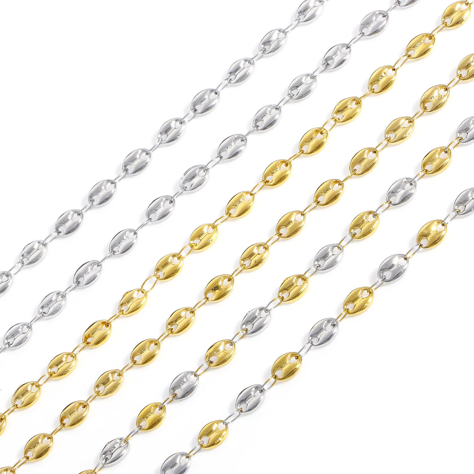 Picture of 304 Stainless Steel Religious Pig Nose Chain Prayer Beads Rosary Necklace Cross Virgin Mary 50cm(19 5/8") long