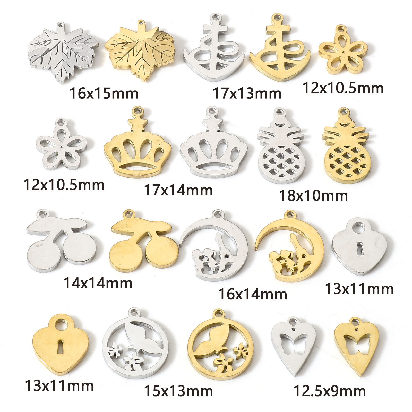 304ステンレス鋼 チャーム ペンダント 5 個 の画像