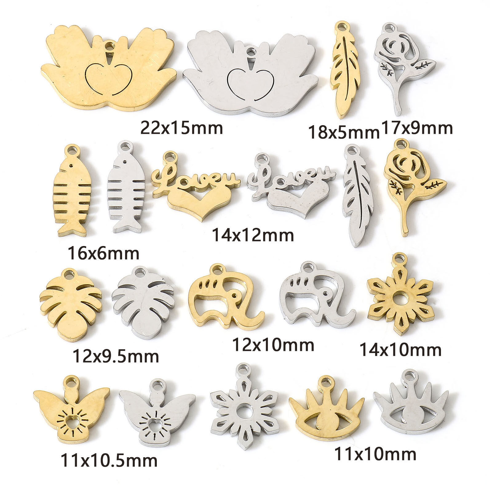 Imagen de 304 Acero Inoxidable Colgantes Charms 5 Unidades