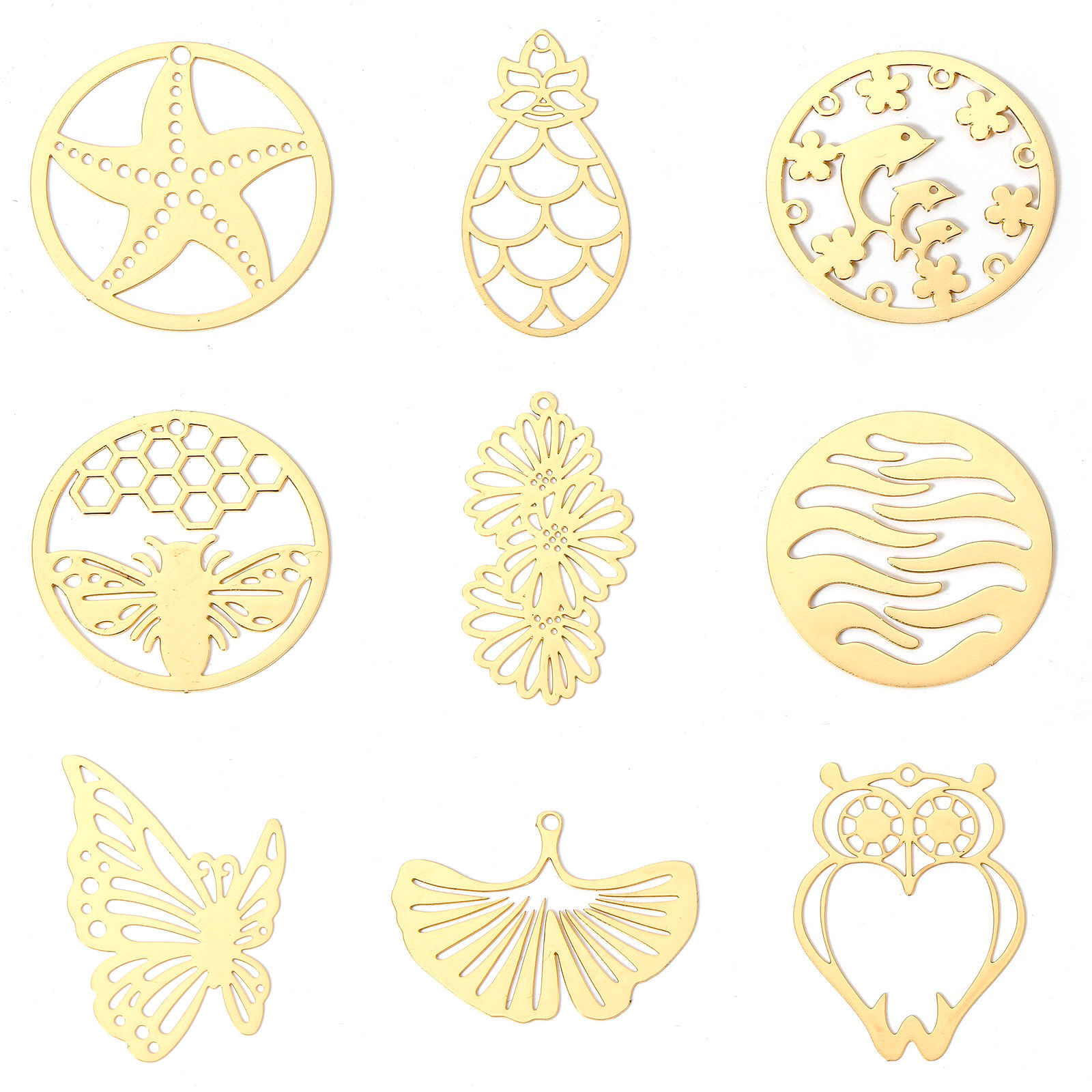Picture of Iron Based Alloy Filigree Stamping Pendants Multicolor Hollow