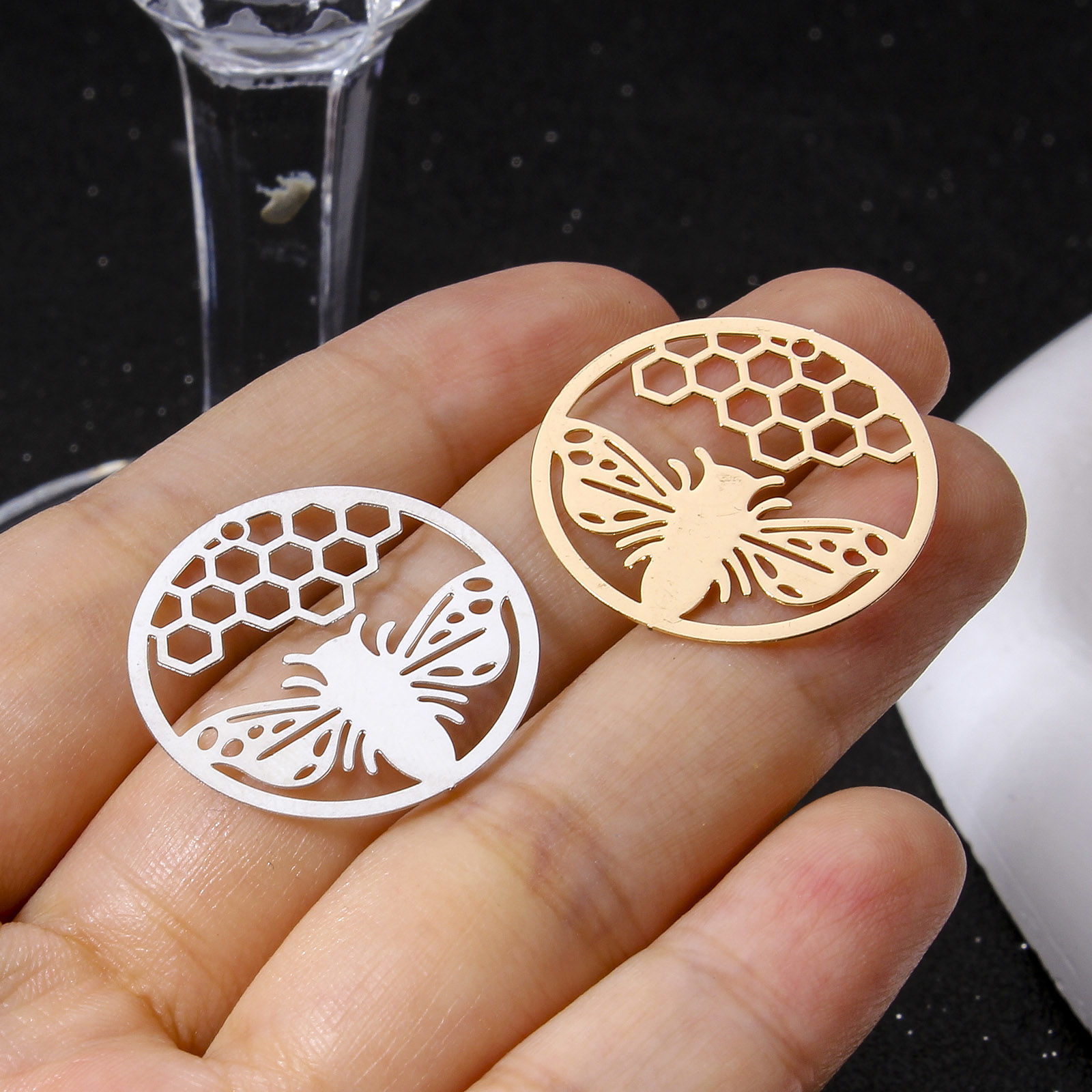 Picture of Iron Based Alloy Filigree Stamping Pendants Multicolor Hollow