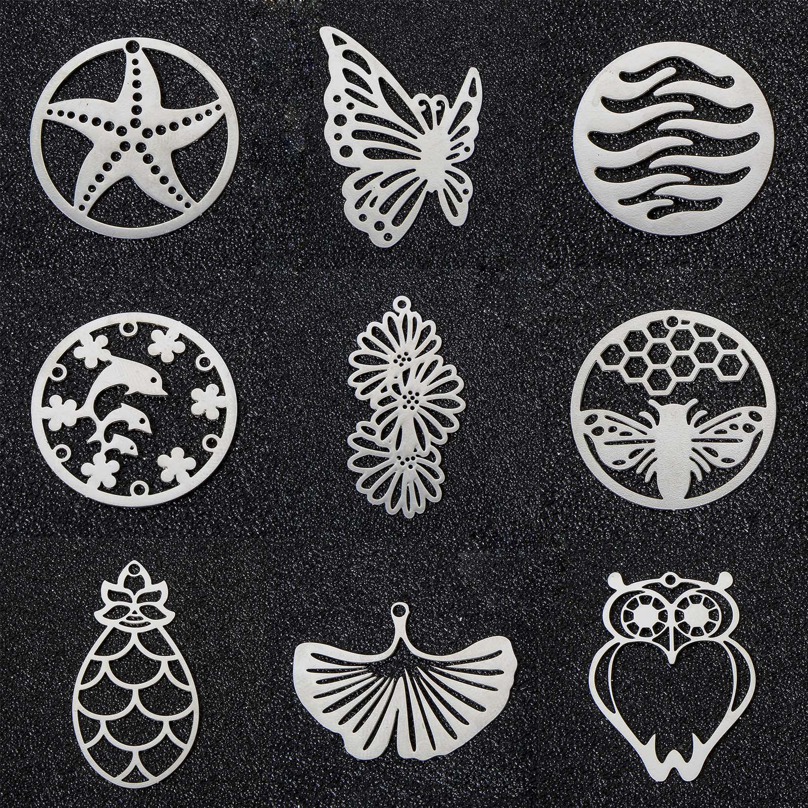 Picture of Iron Based Alloy Filigree Stamping Pendants Multicolor Hollow