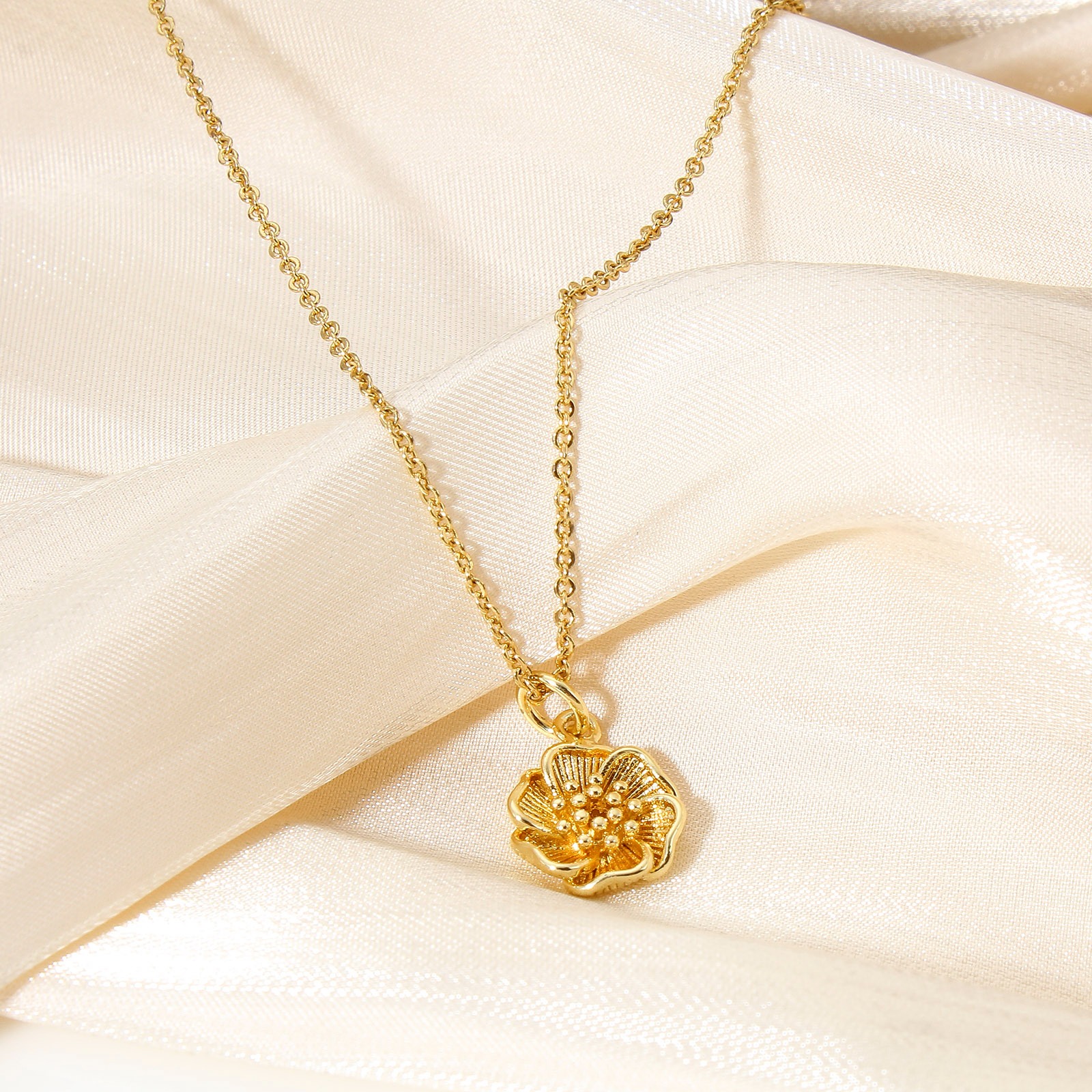 Immagine di 1 Pz Ottone Charms Fiore 18K Vero Oro Placcato