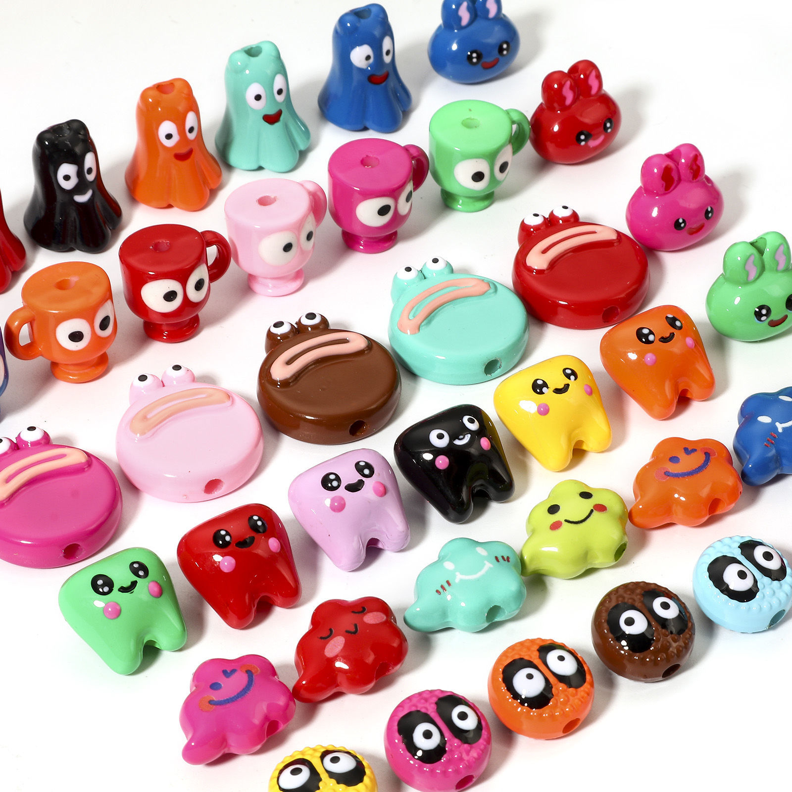 Picture of Acrylic Beads For DIY Jewelry Making At Random Mixed Color Halloween Ghost Eye 3D