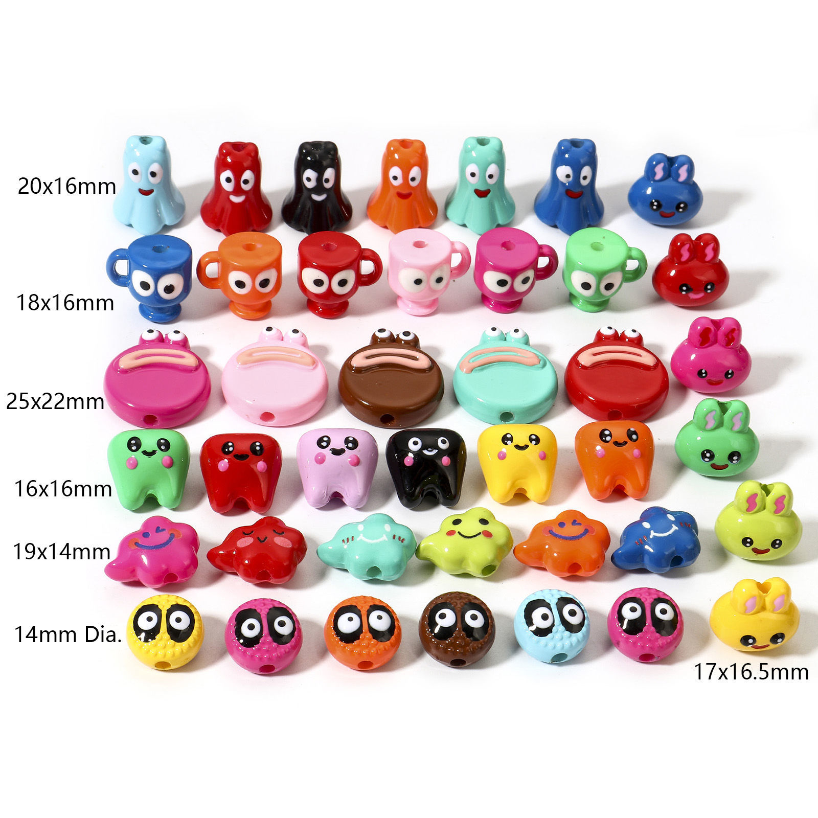 Picture of Acrylic Beads For DIY Jewelry Making At Random Mixed Color Halloween Ghost Eye 3D