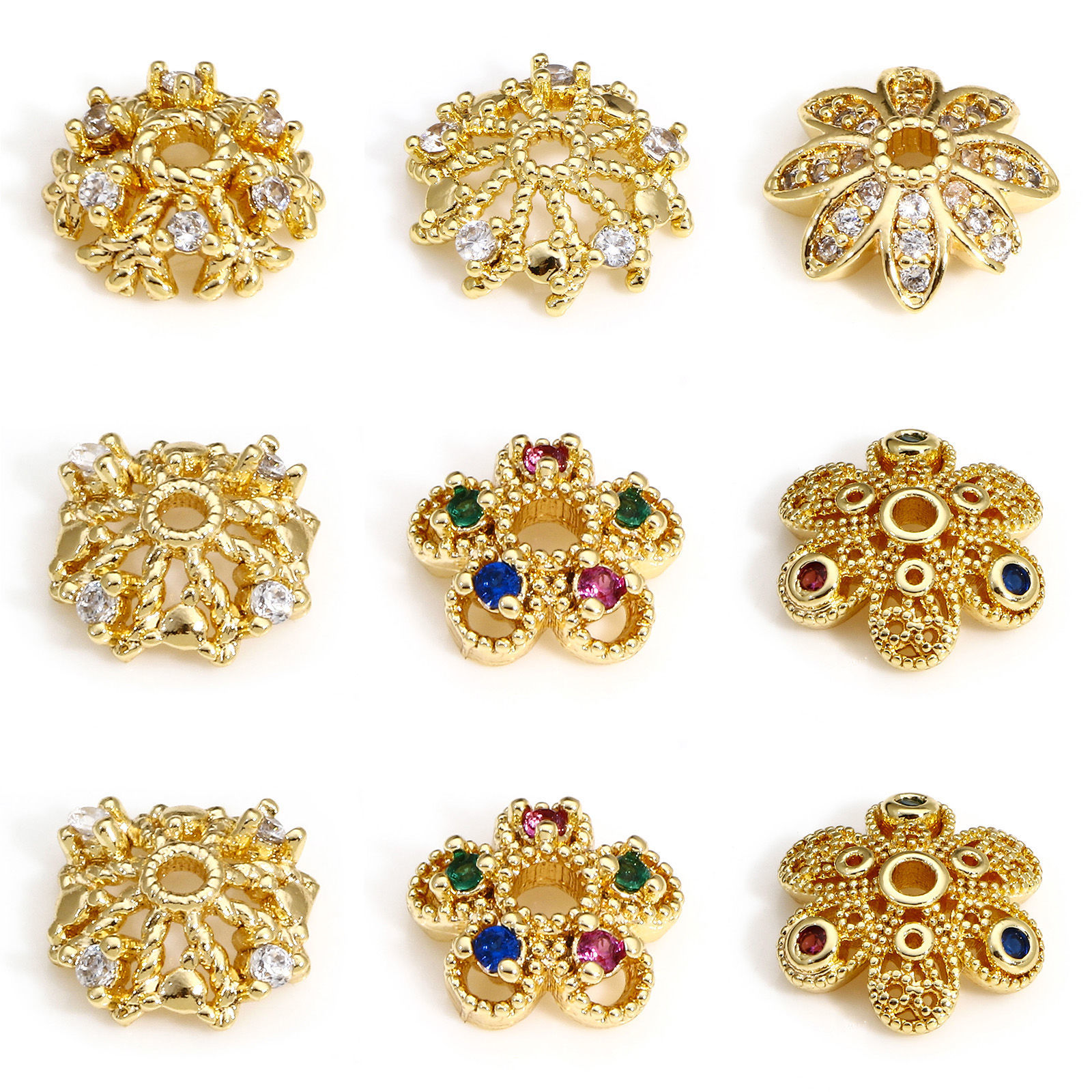 Изображение 2 ШТ Латунь Шапочки Для Бусин 18K настоящее золото с покрытием