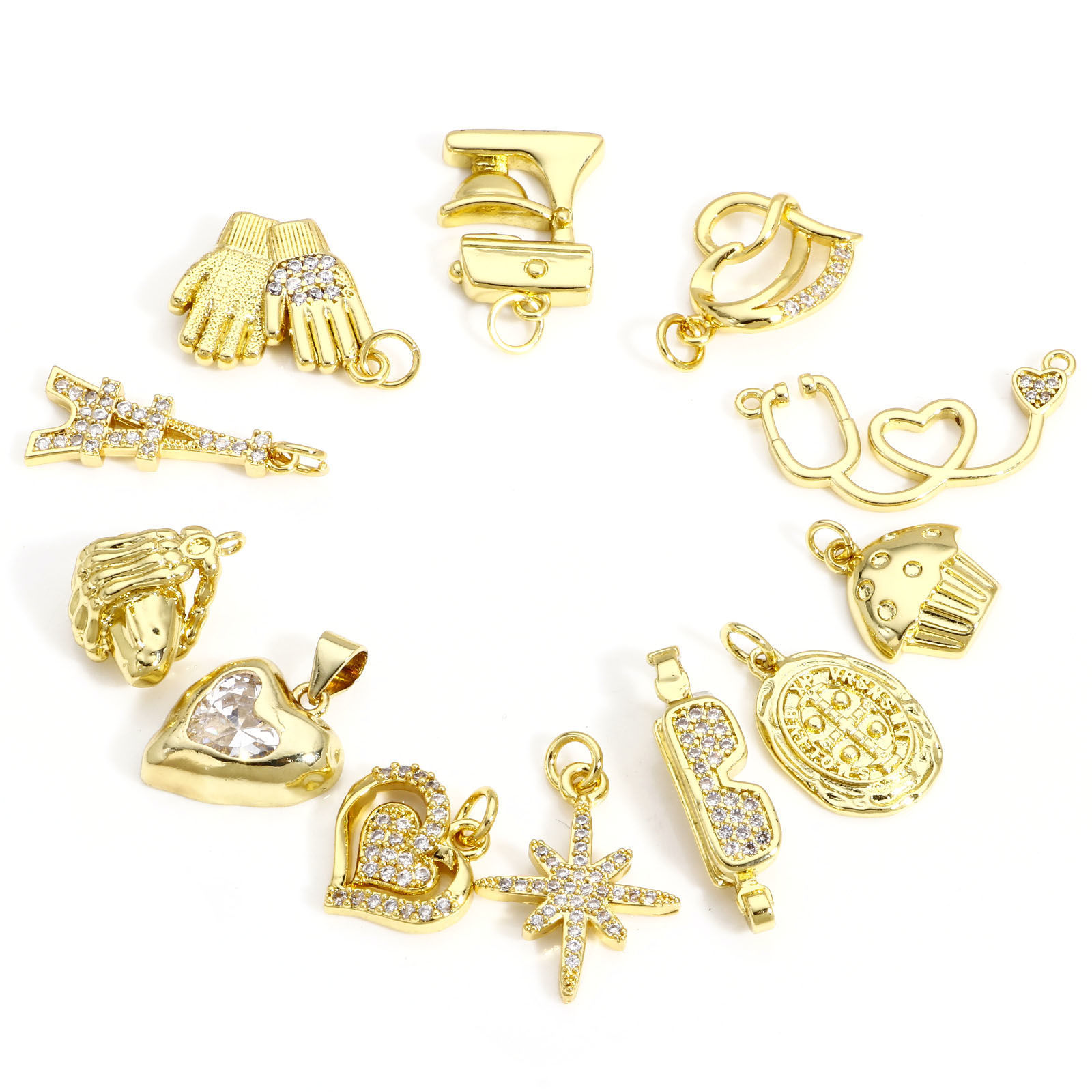 Image de 1 Pièce Breloques en Laiton Plaqué Or Véritable 18K