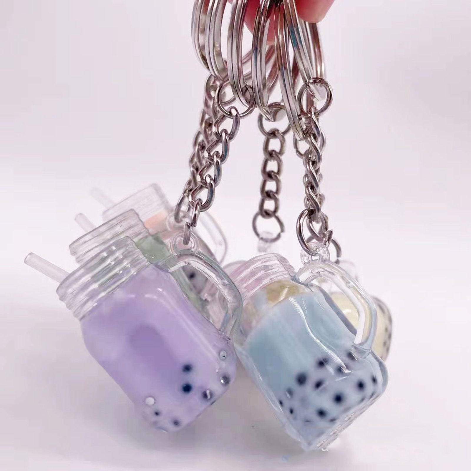 Image de 1 Pièce Porte-Clés en Acrylique Argent Mat Multicolore Bouteille de Lait Tasse Mini-Simulation