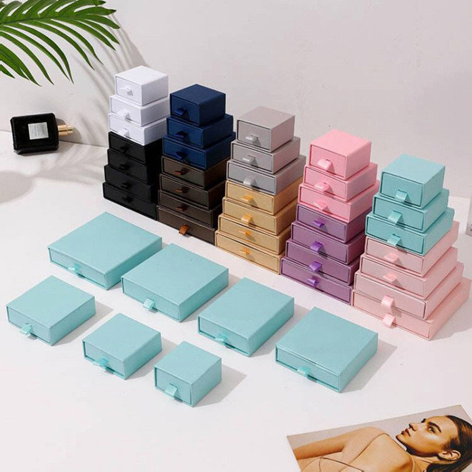 Imagen de 1 Unidad Caja de Regalo de Joyería con Cajón Extraíble Papel , Multicolor