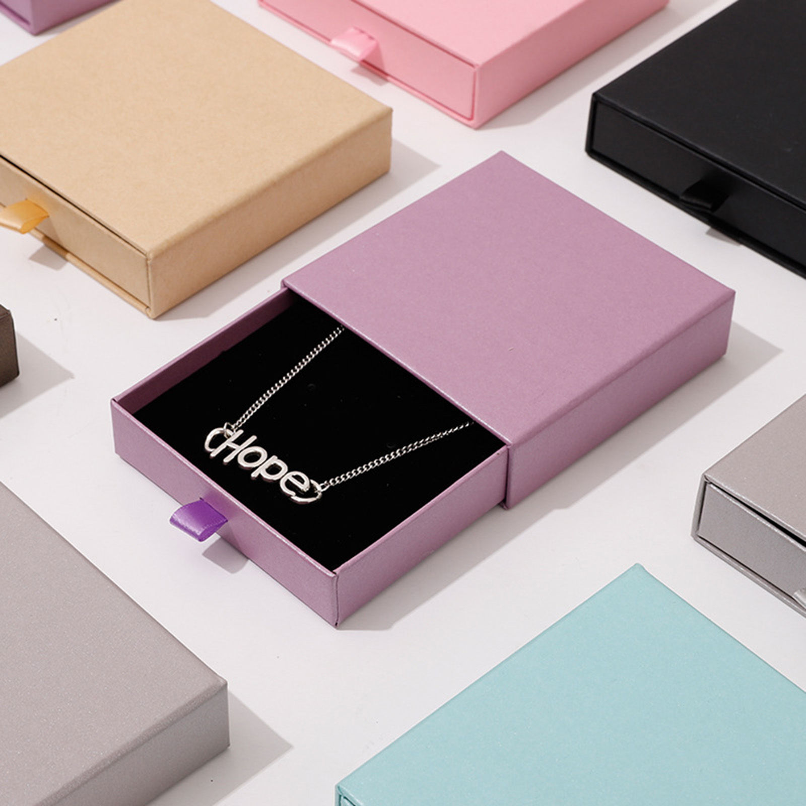 Imagen de 1 Unidad Caja de Regalo de Joyería con Cajón Extraíble Papel , Multicolor