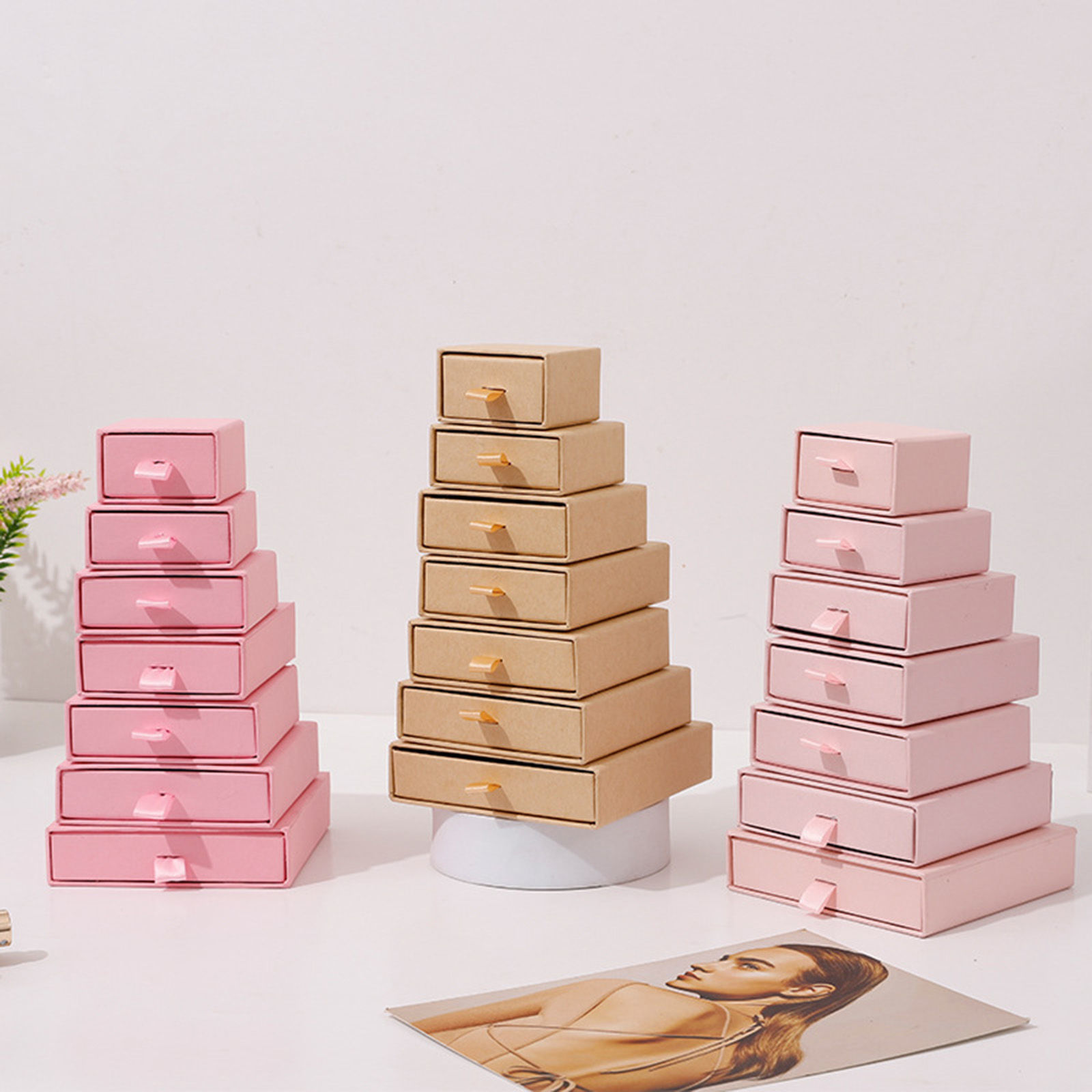 Imagen de 1 Unidad Caja de Regalo de Joyería con Cajón Extraíble Papel , Multicolor