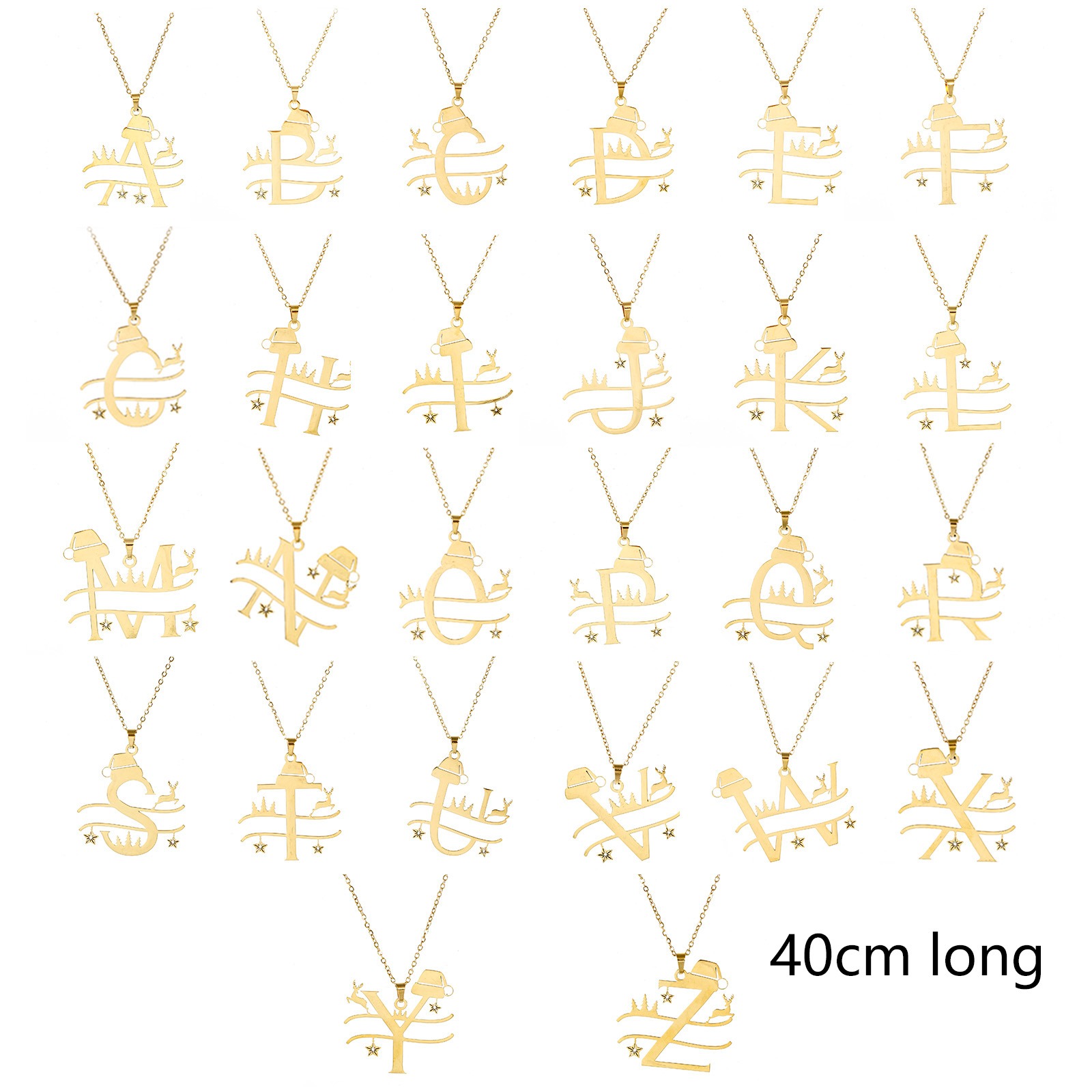 Picture of 304 Stainless Steel Link Cable Chain Necklace Gold Plated Christmas Hats Christmas Reindeer 40cm(15 6/8") long