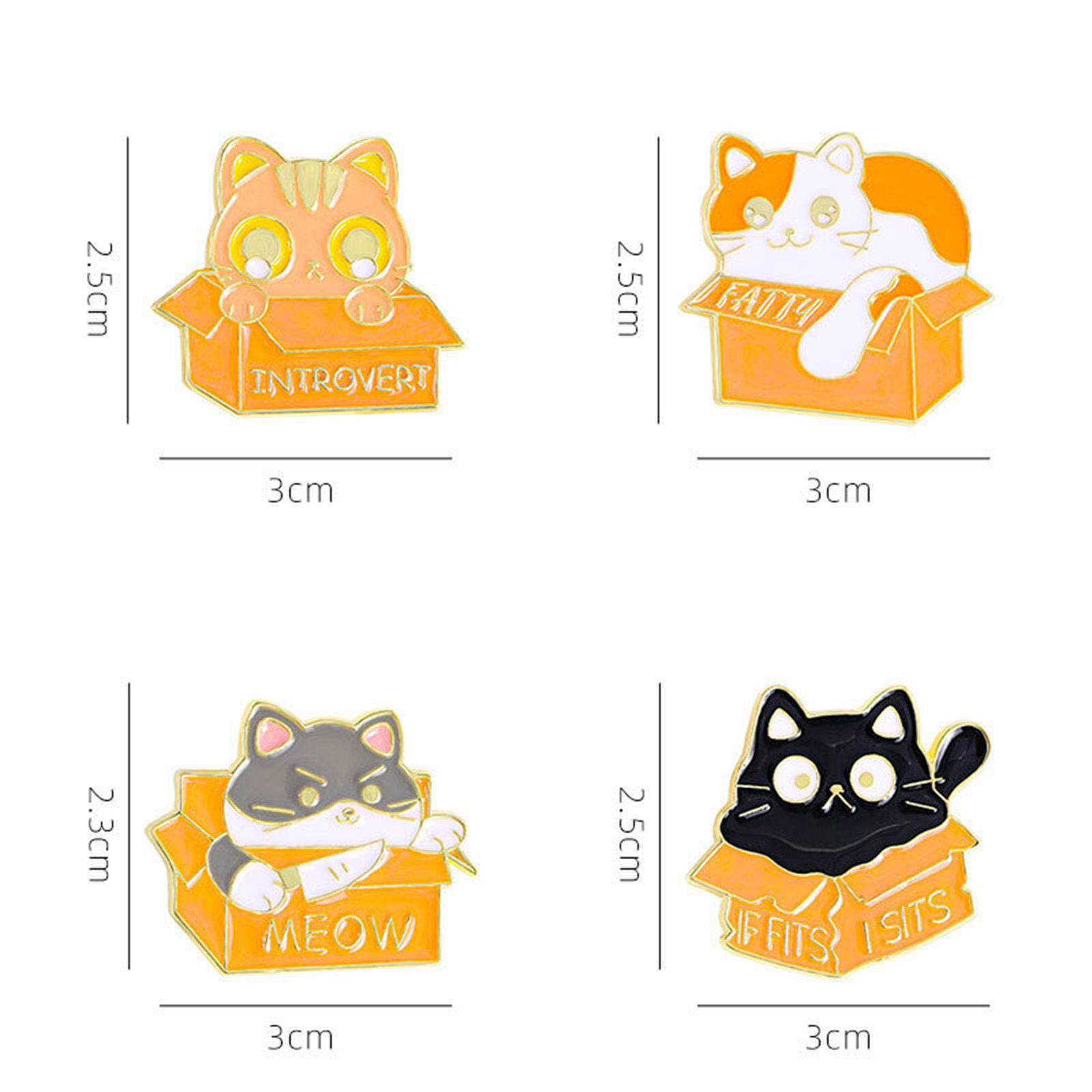 Picture of Cute Pin Brooches Box Cat Multicolor Enamel