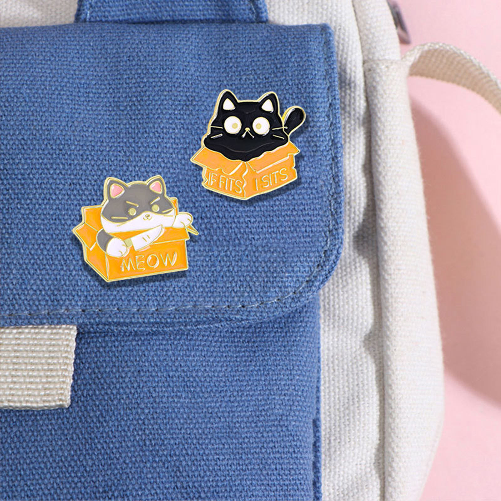 Picture of Cute Pin Brooches Box Cat Multicolor Enamel