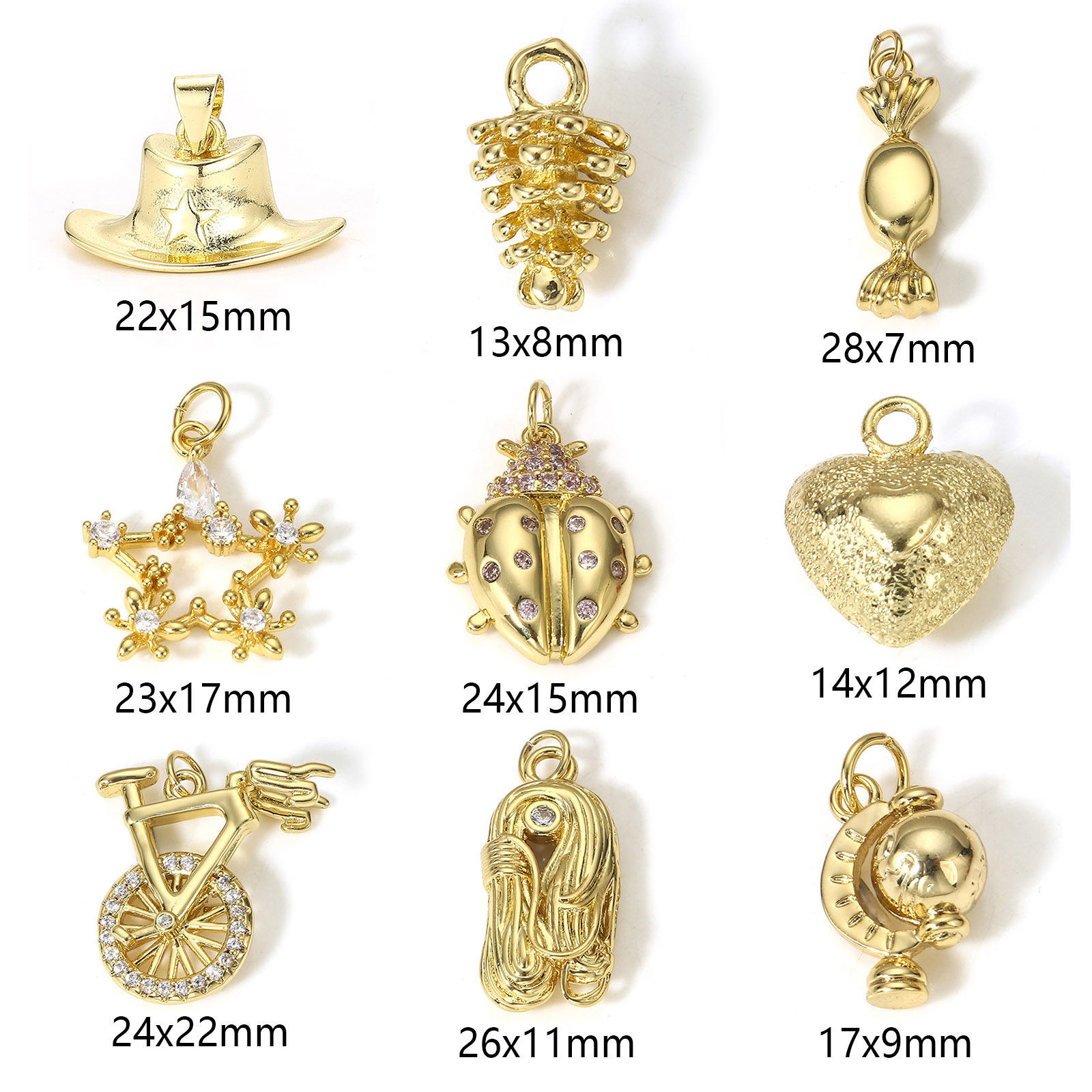 Immagine di 1 Pz Ottone Charms 18K Vero Oro Placcato 3D