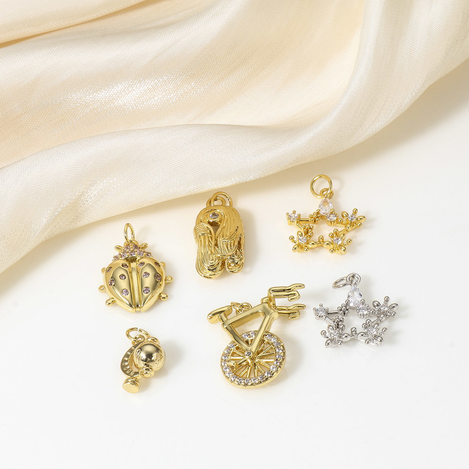 Immagine di 1 Pz Ottone Charms 18K Vero Oro Placcato 3D