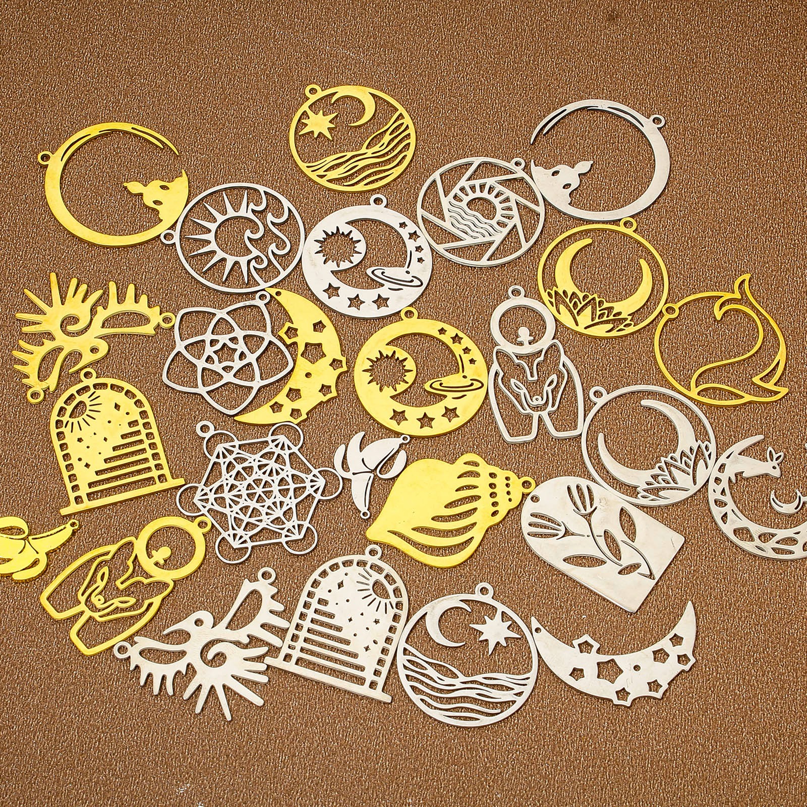 Picture of 304 Stainless Steel Galaxy Charms Multicolor Hollow