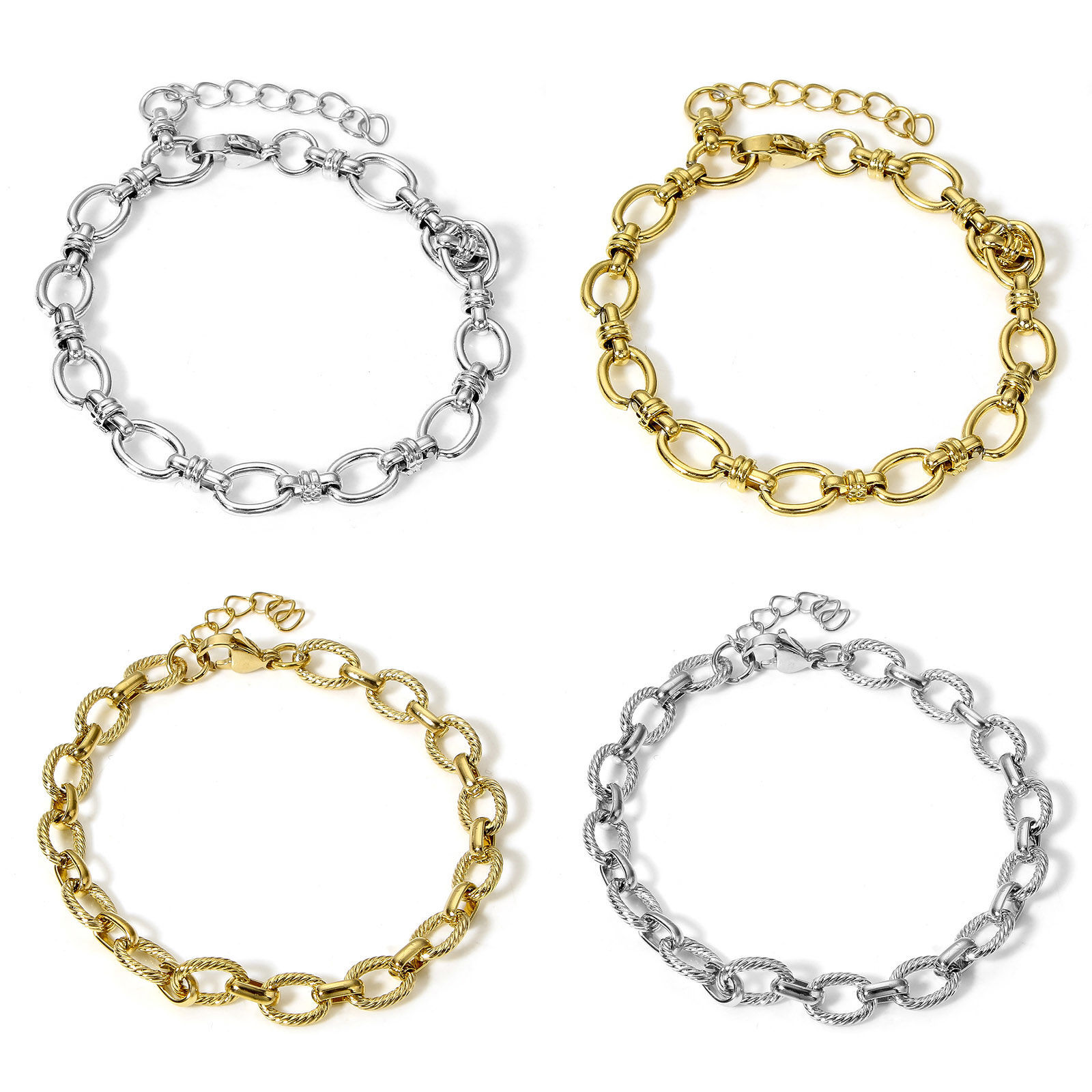 Picture of Wholesale 304 Stainless Steel 8 Shape Chain Bracelets, Vacuum Plating, Unisex Stylish Minimalist Gift Jewelry Supply