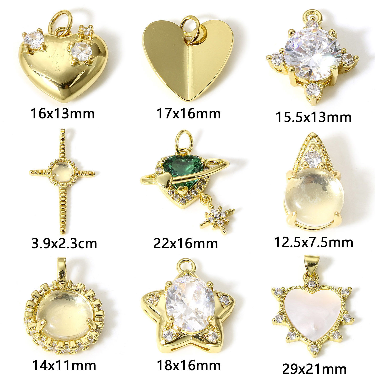 Immagine di 1 Pz Ottone Charms 18K Vero Oro Placcato