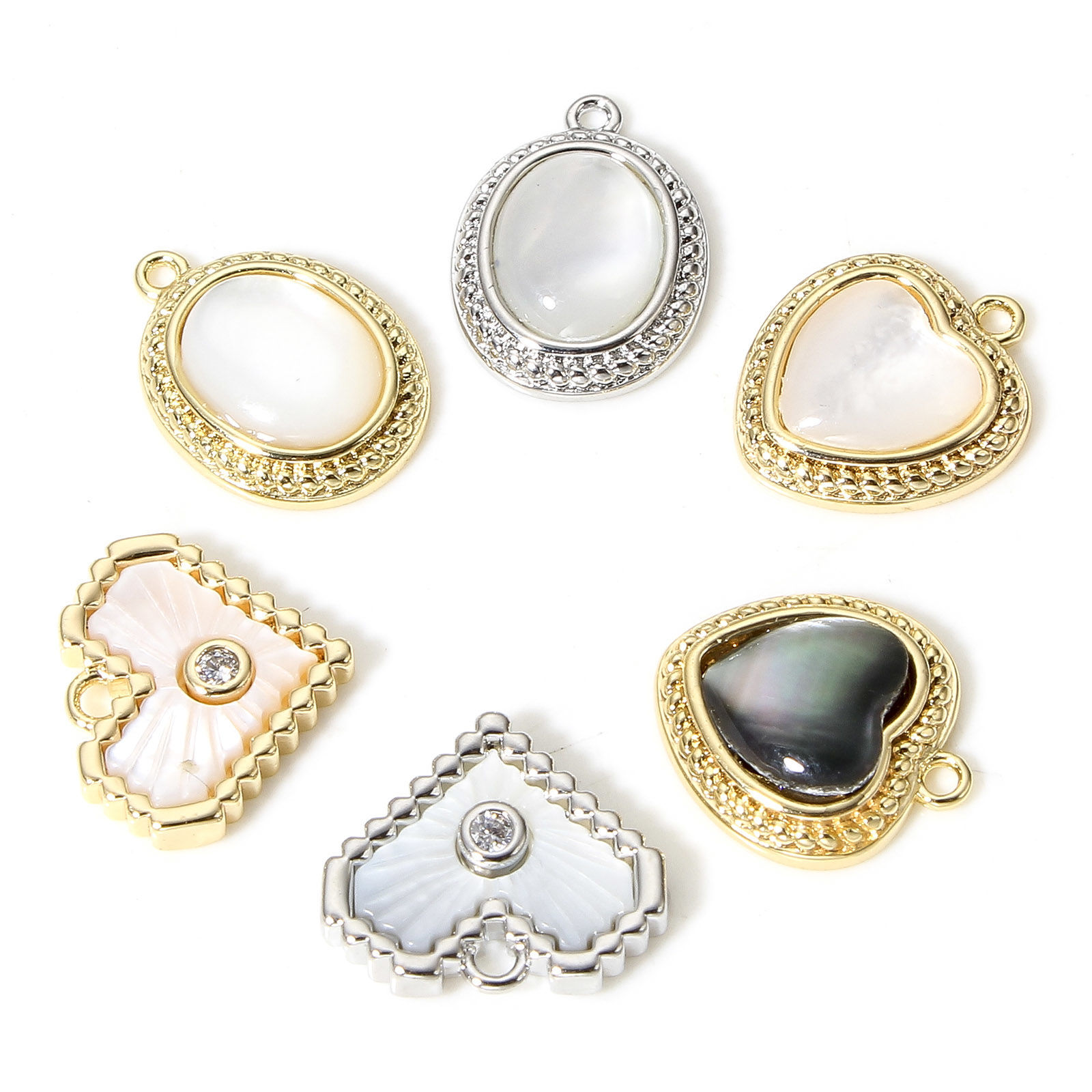 Picture of Natural Shell & Brass Charms Real Gold Plated