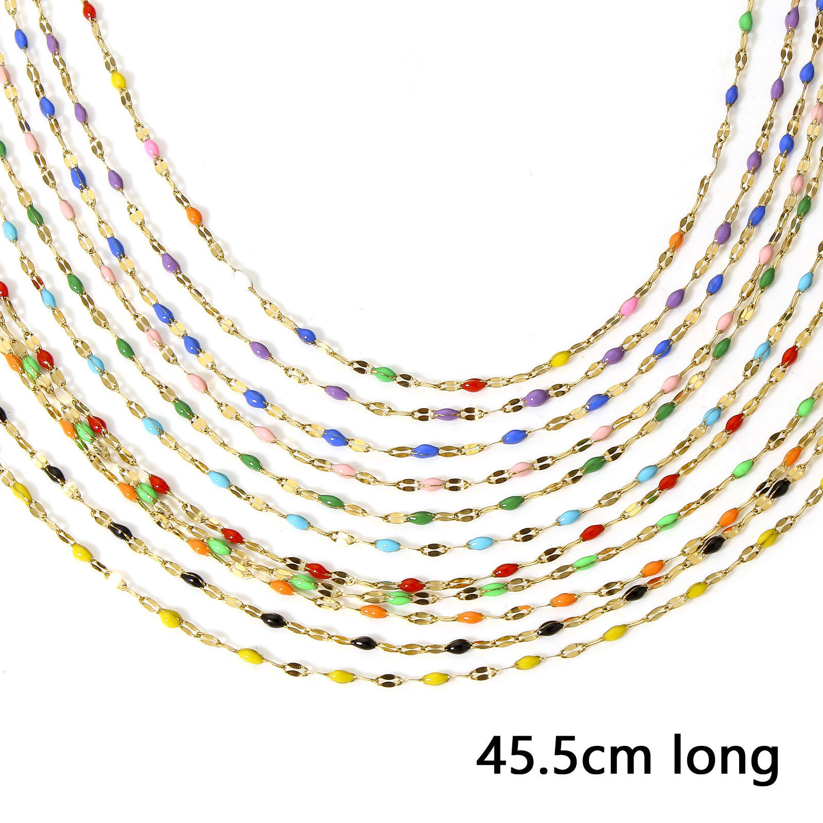 Picture of Wholesale Enamel Lips Chain Necklace, Gold Plated 304 Stainless Steel, Unisex Stylish Minimalist Gift Jewelry For Retailer, 45.5cm(17.9") long, Chain Size: 2mm